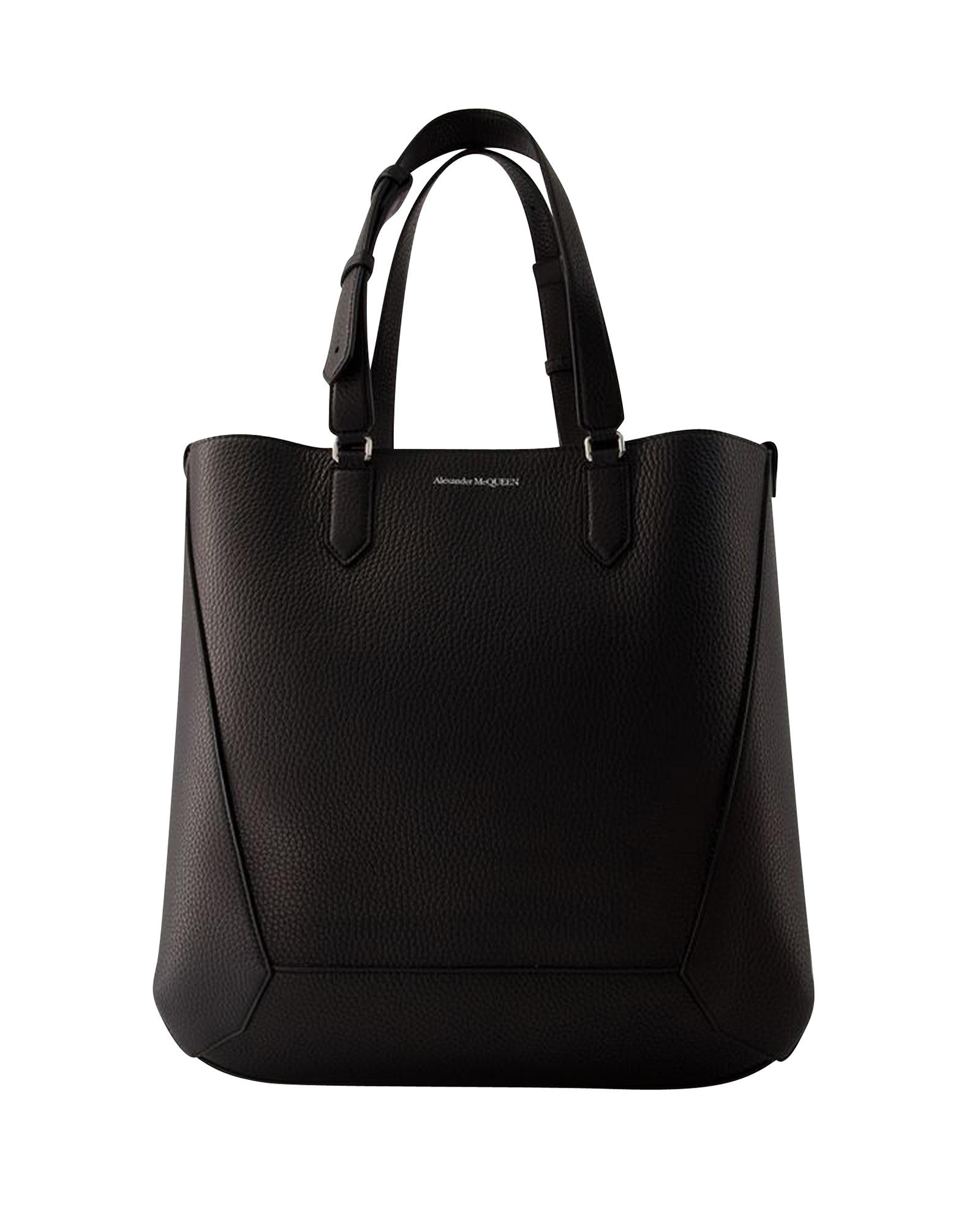 Image of The Edge Medium Shopper Bag in Smooth Black Leather