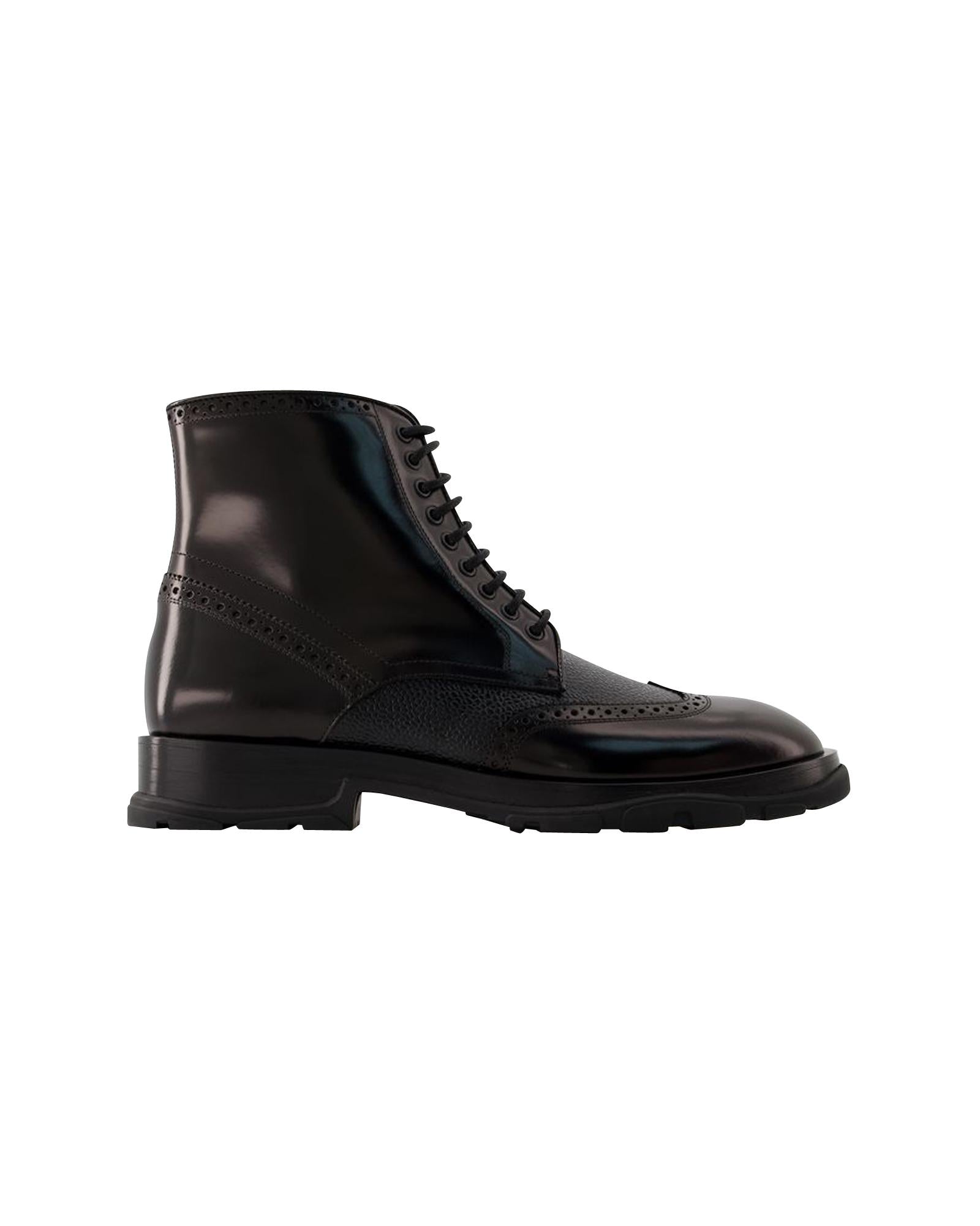 image of Laced Ankle Boots - Leather - Black