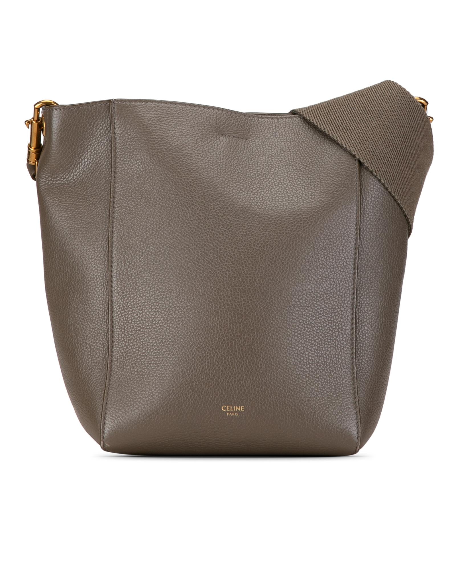 Image of Leather Flat Strap Open Top Bag with Interior Pockets