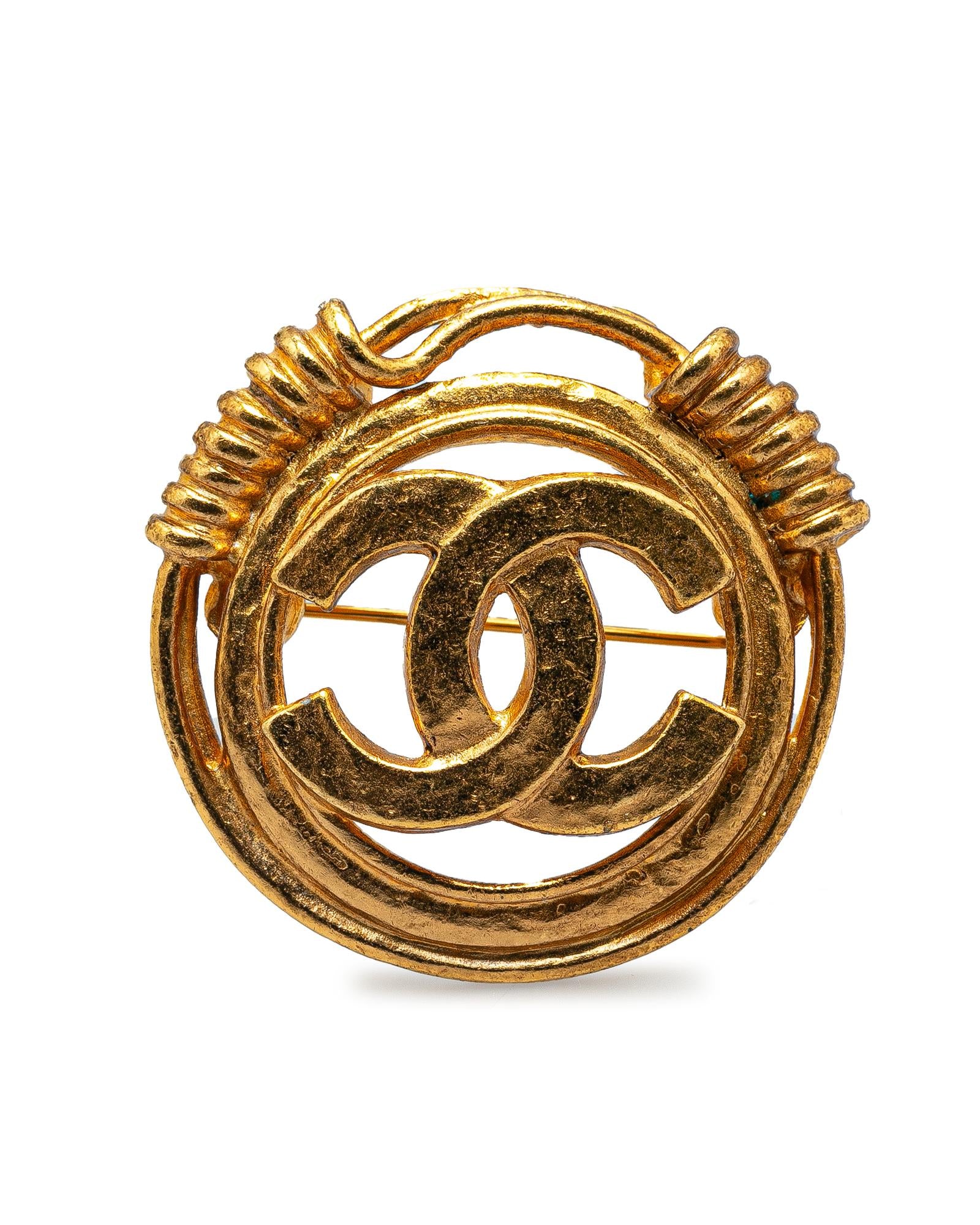 Image of Gold-tone Metal Brooch with Back Pin Closure