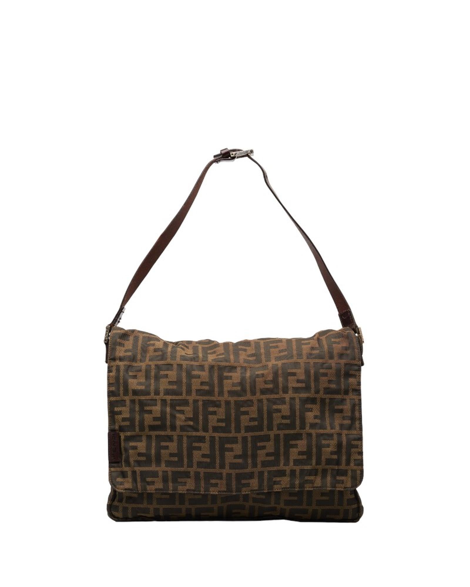 Image of Fendi Zucca Canvas Shoulder Bag in Brown