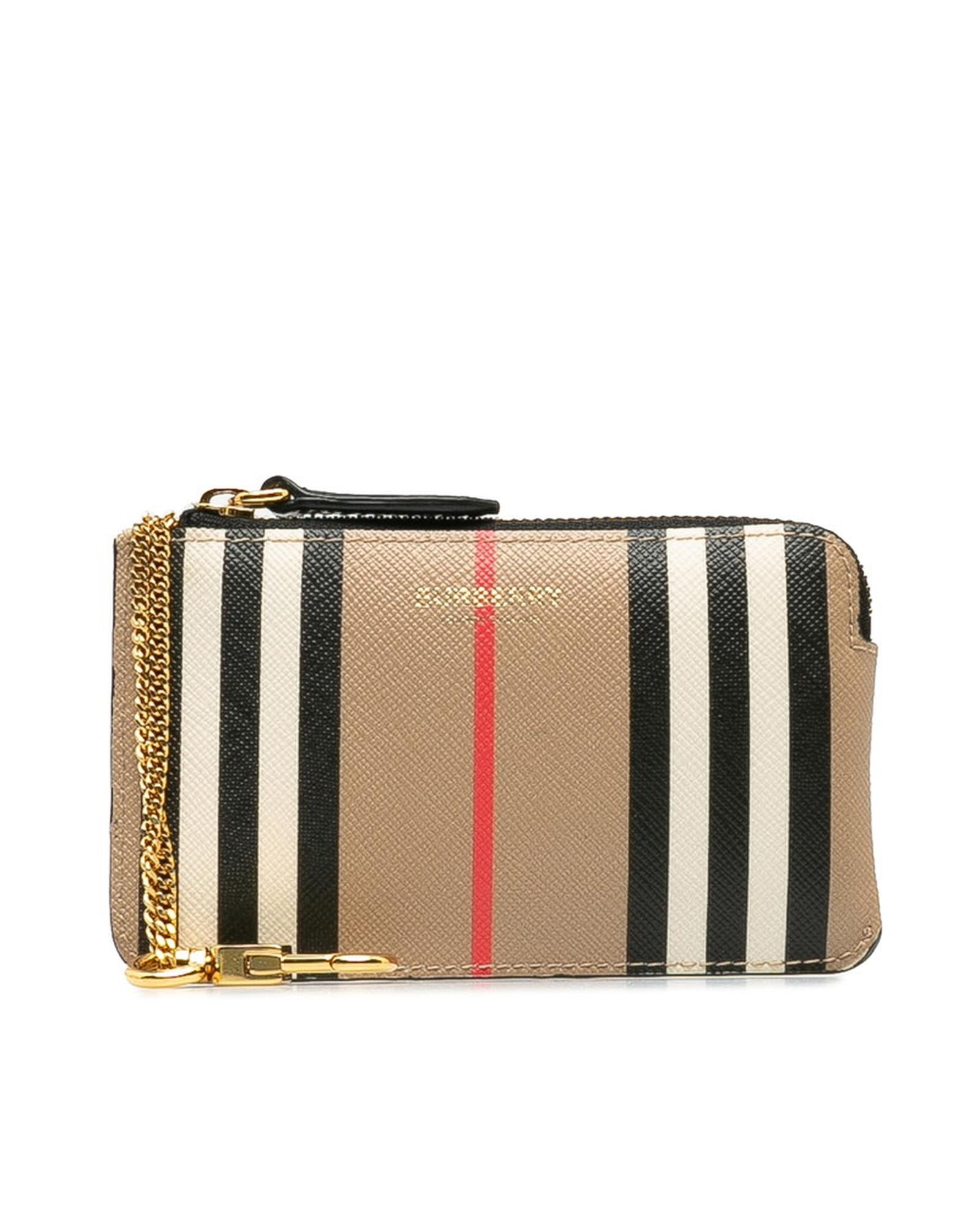 image of Beige Icon Stripe Coin Case Wallet by Kelbrook