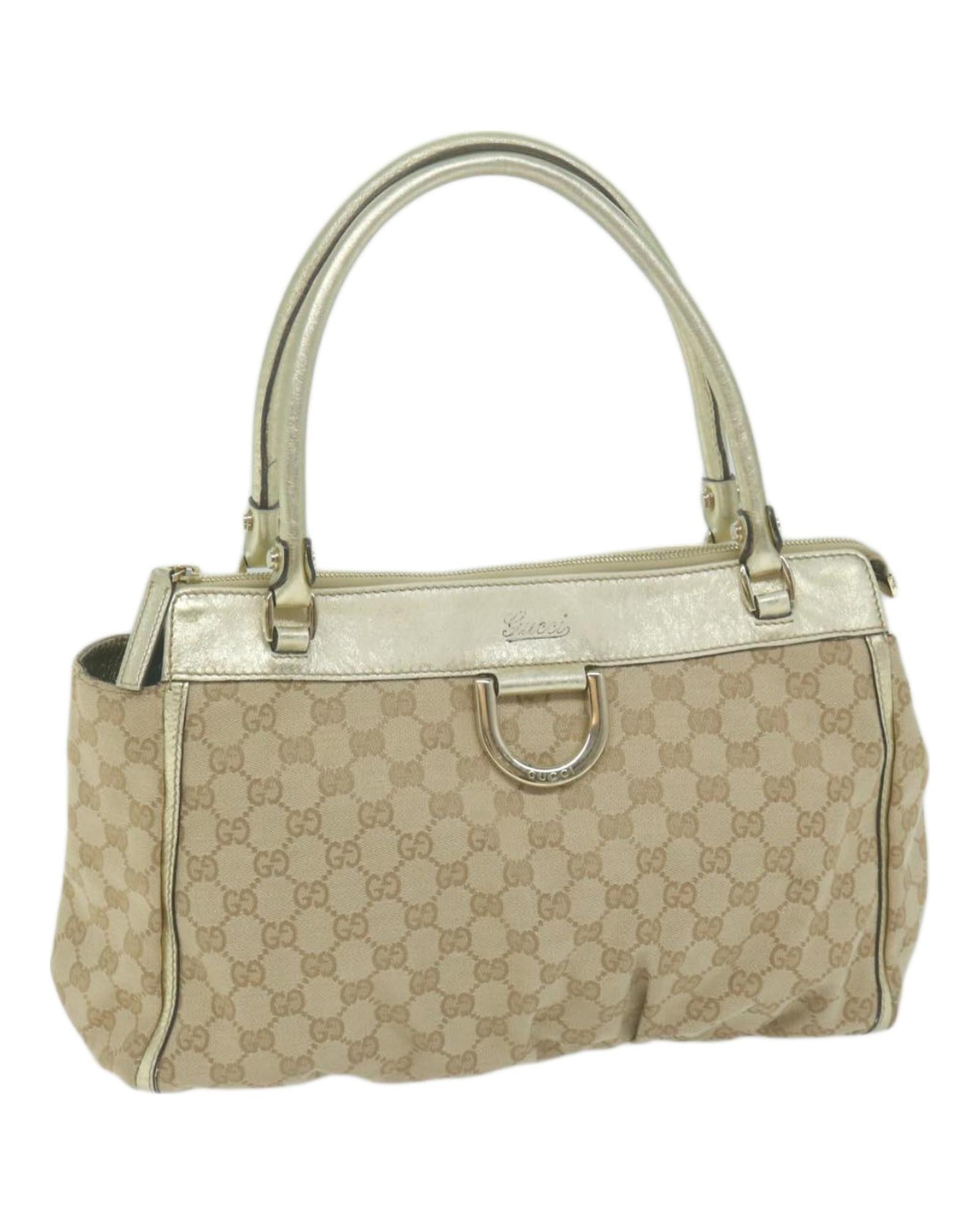 image of Canvas Tote Bag with Iconic GG Pattern and Gold Details