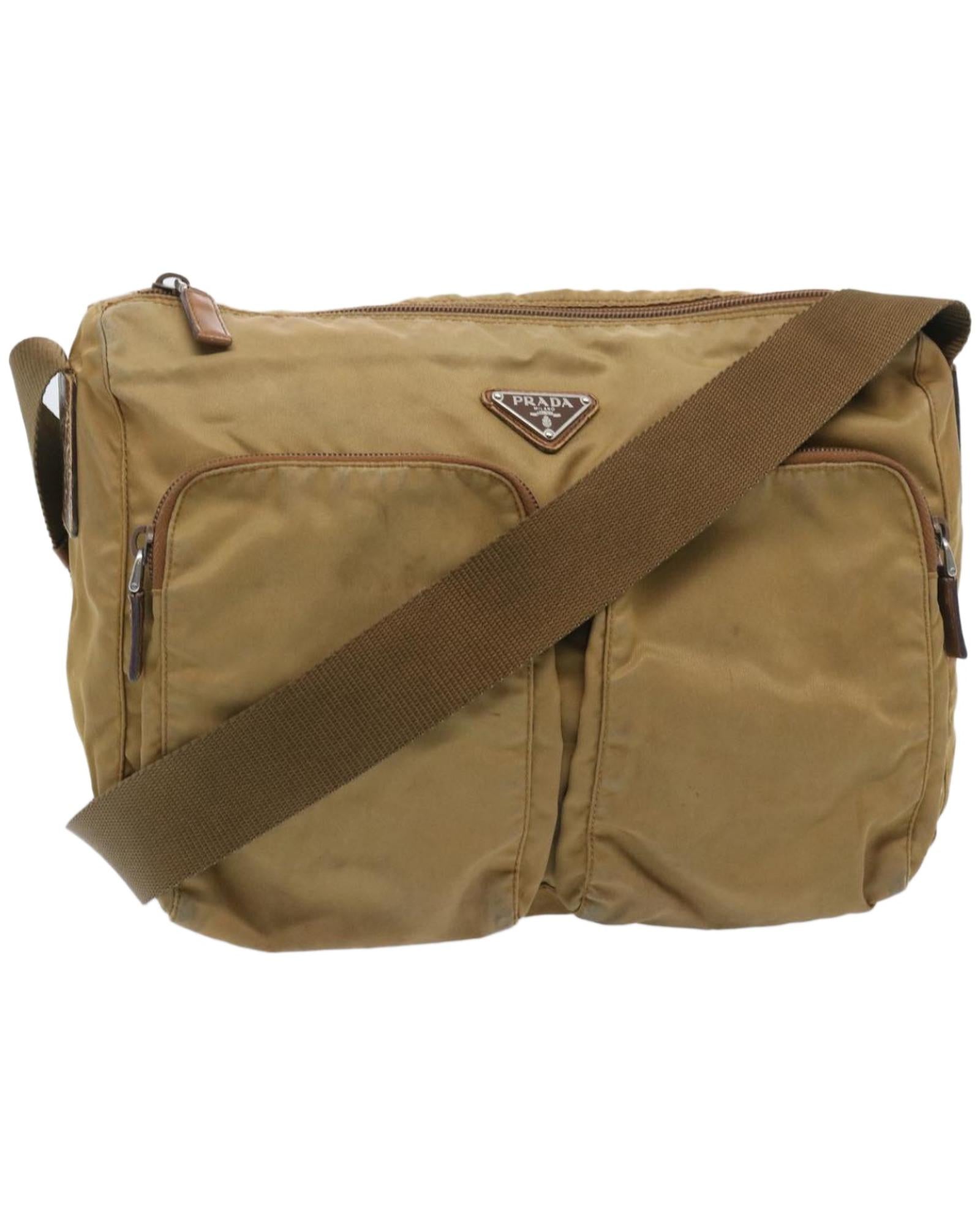 image of Brown Nylon Shoulder Bag by PRADA