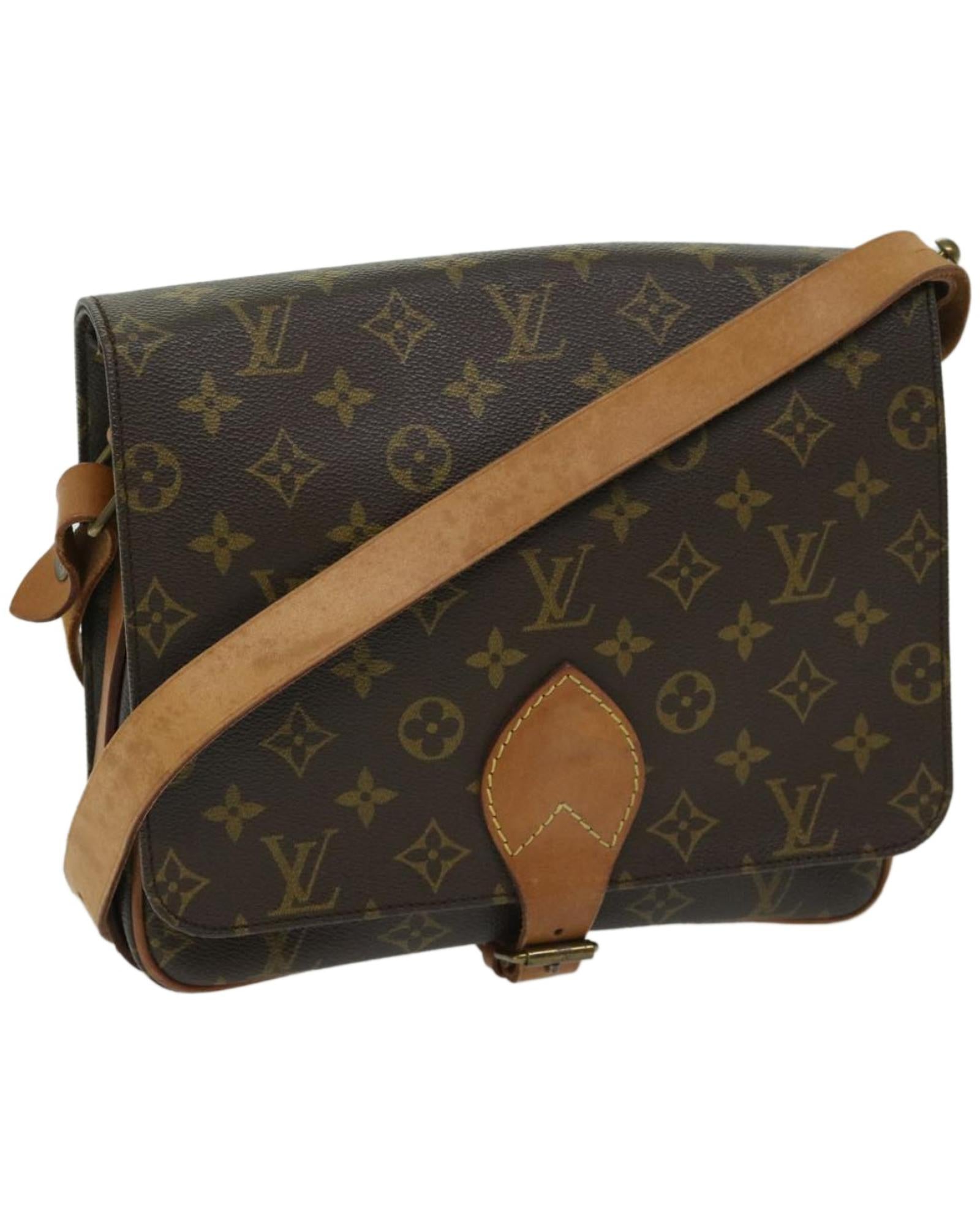 image of Authentic Louis Vuitton Monogram Shoulder Bag with Cartouchiere Detail