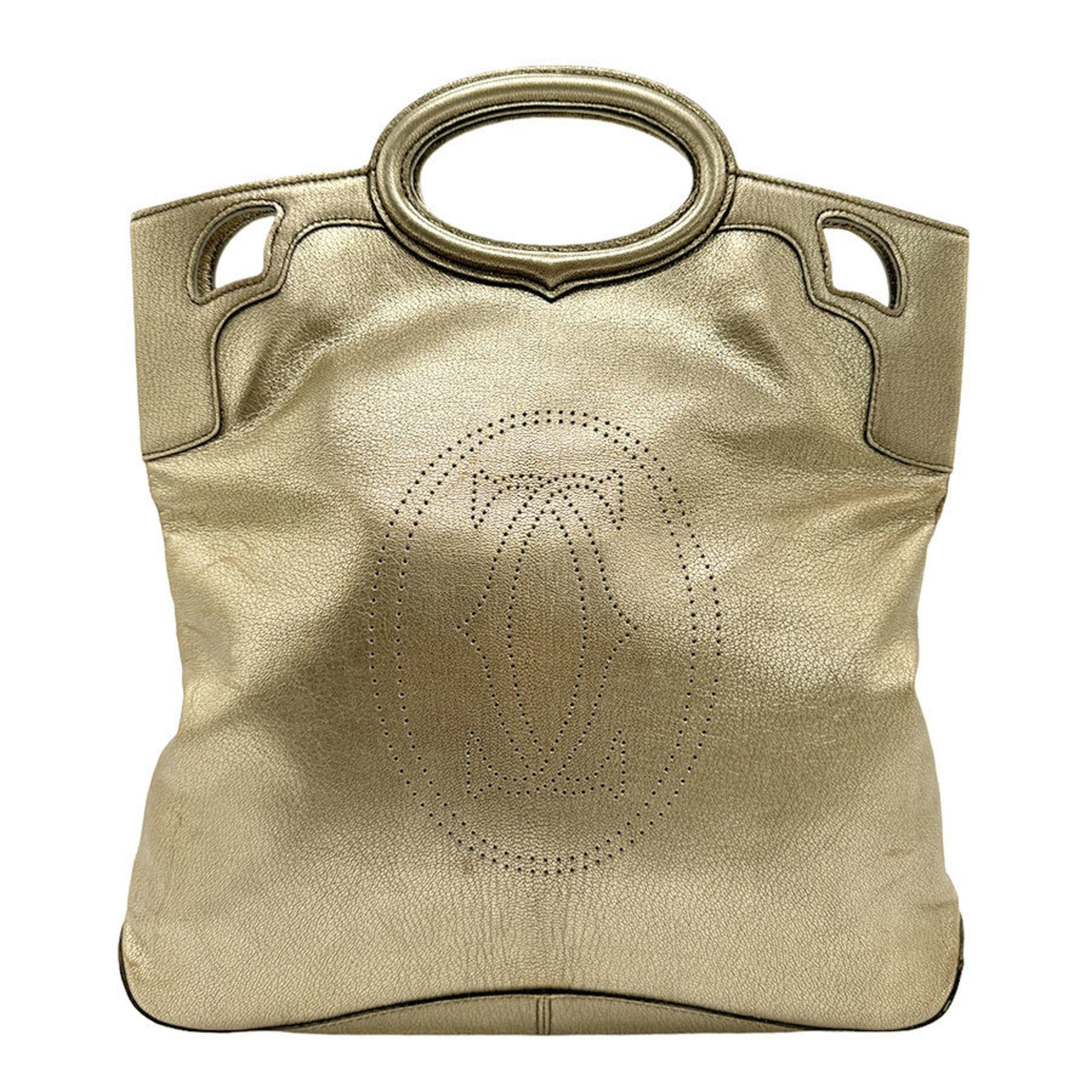 Image of Gold Leather Designer Handbag