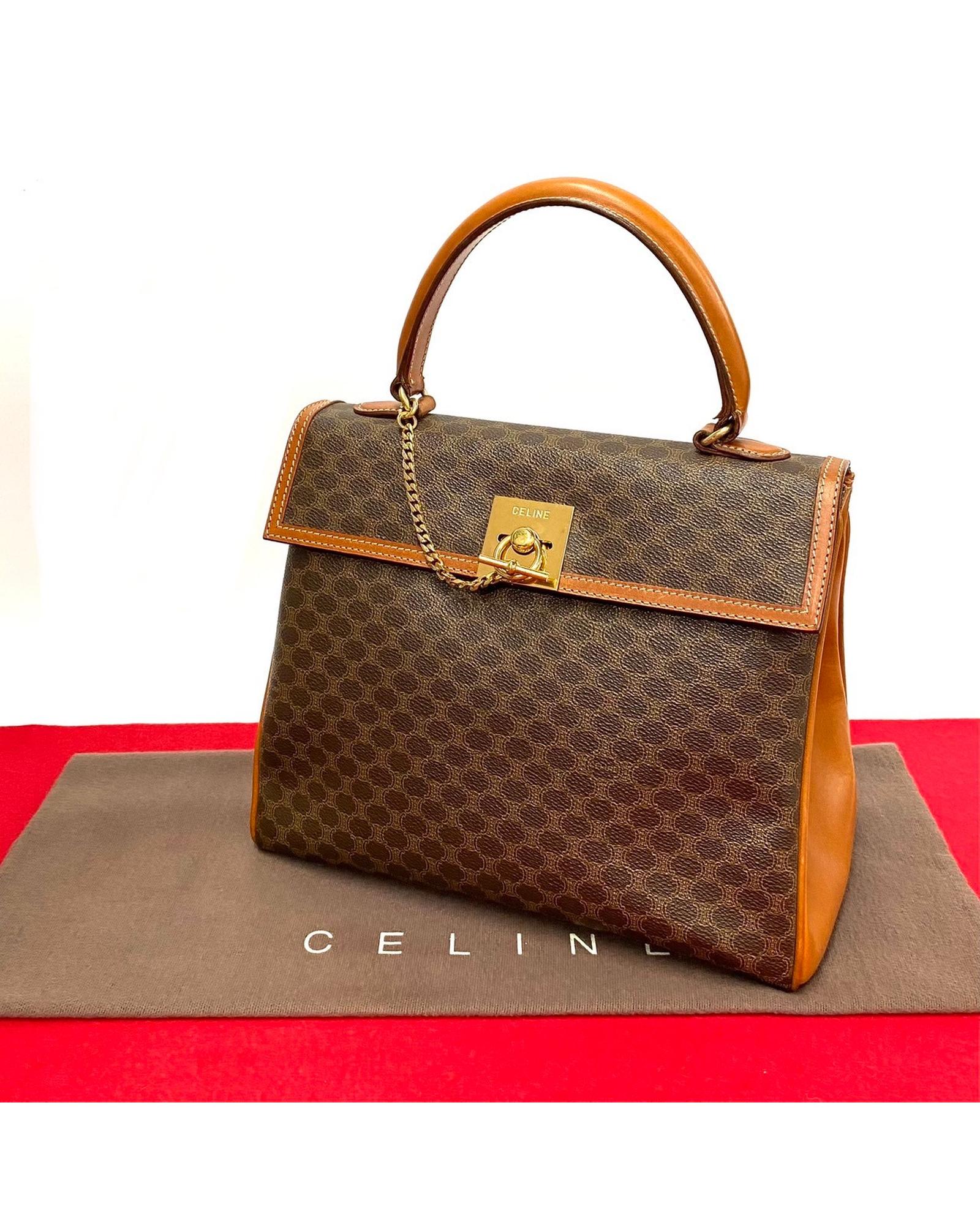 image of Vintage Celine Top Handle Bag in Brown Macadam Print