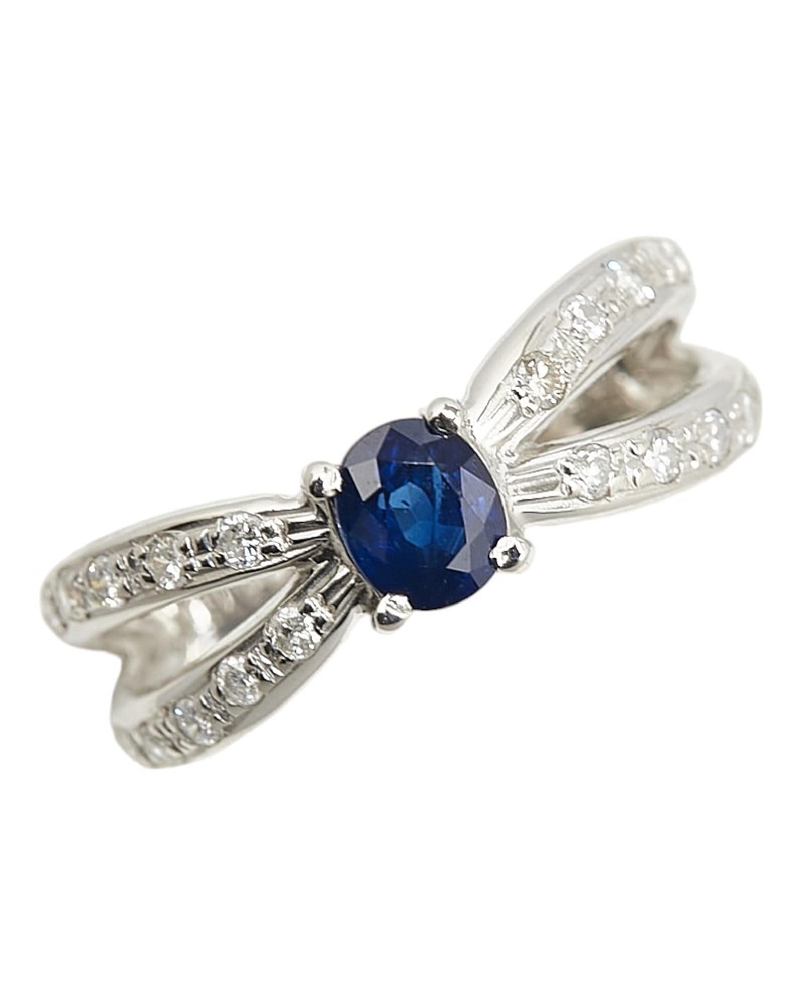 image of Platinum Sapphire Diamond Ring in Excellent Condition