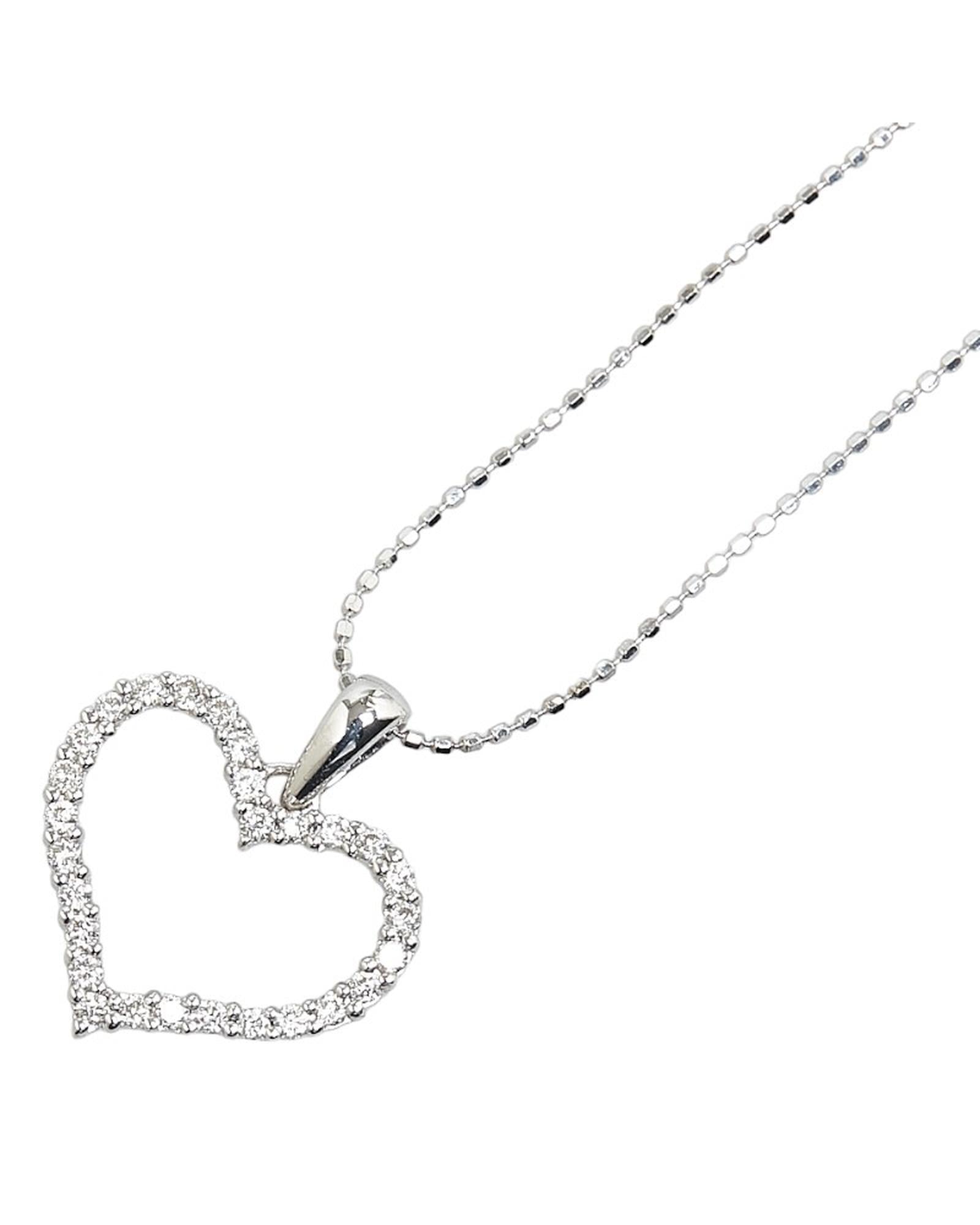 Image of 18K Diamond Heart Necklace in Silver