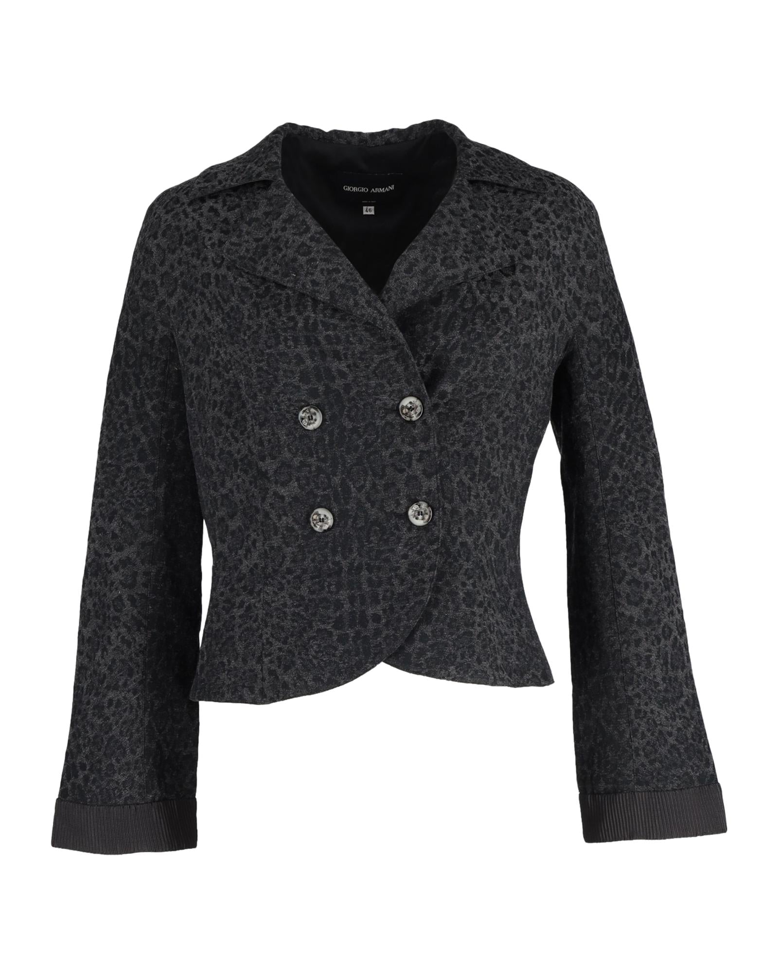 Image of Animal Print Double-Breasted Wool Jacket for Women