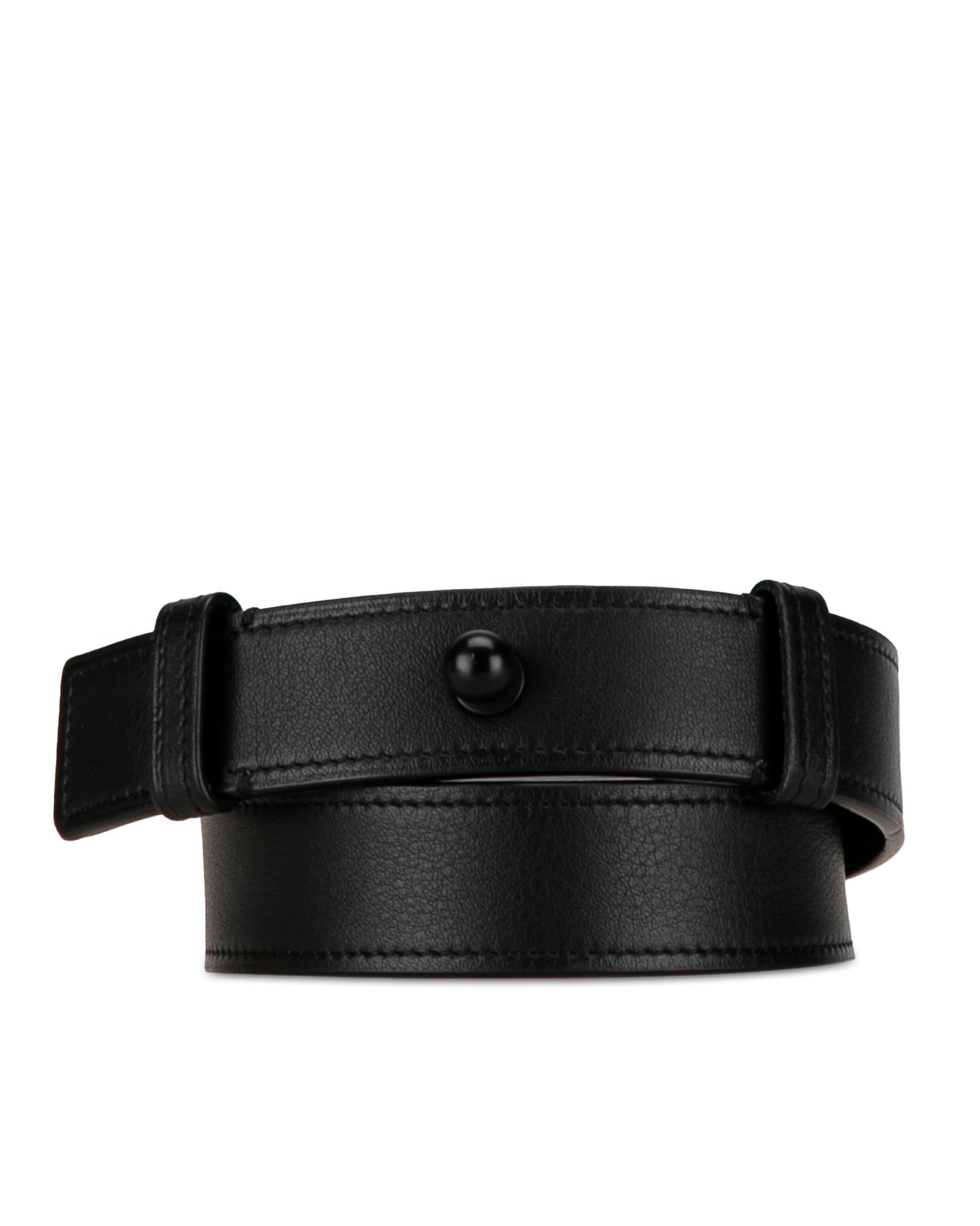 Image of Embossed Leather Belt with Logo Detail