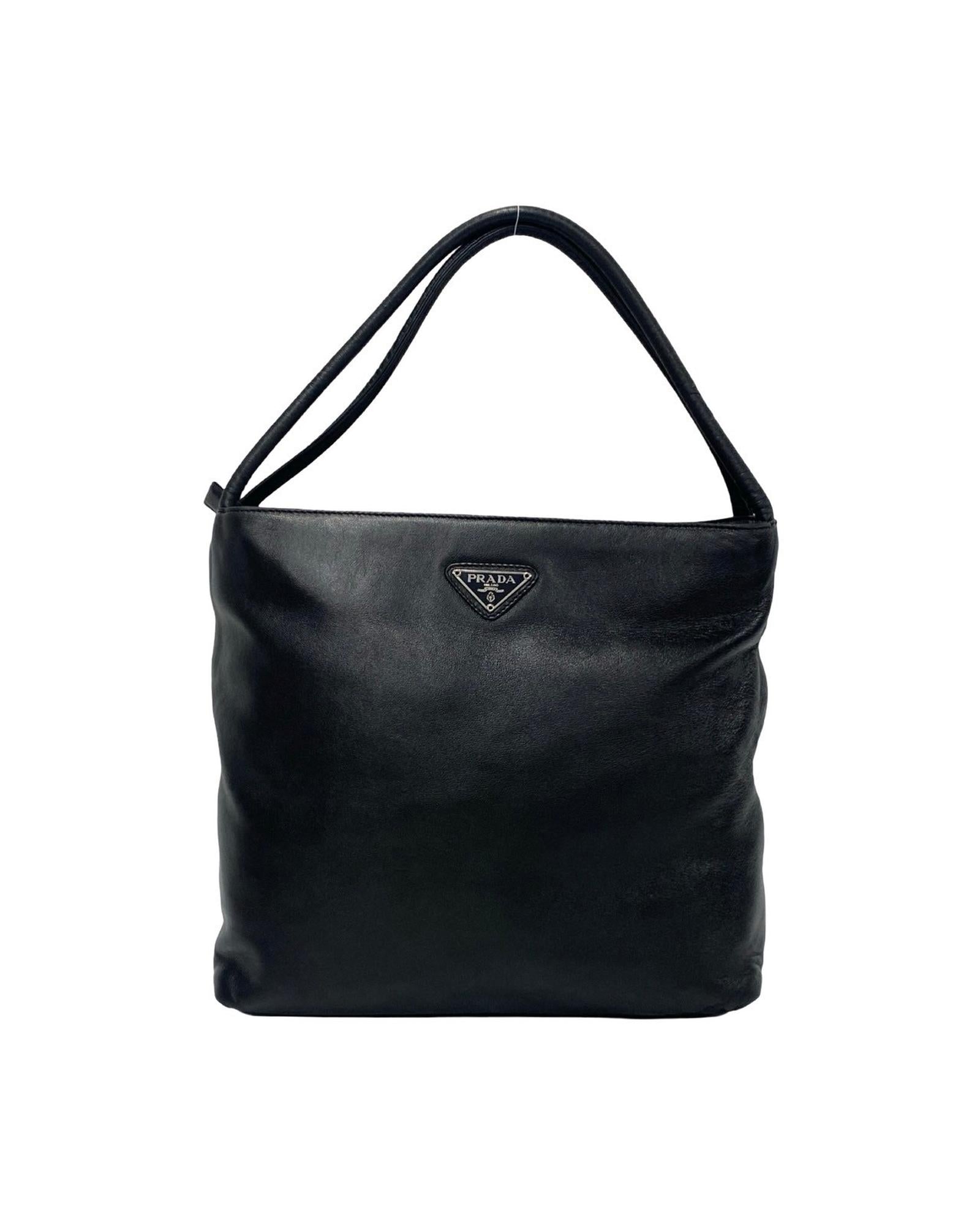 image of Black Leather Handbag in AB Condition