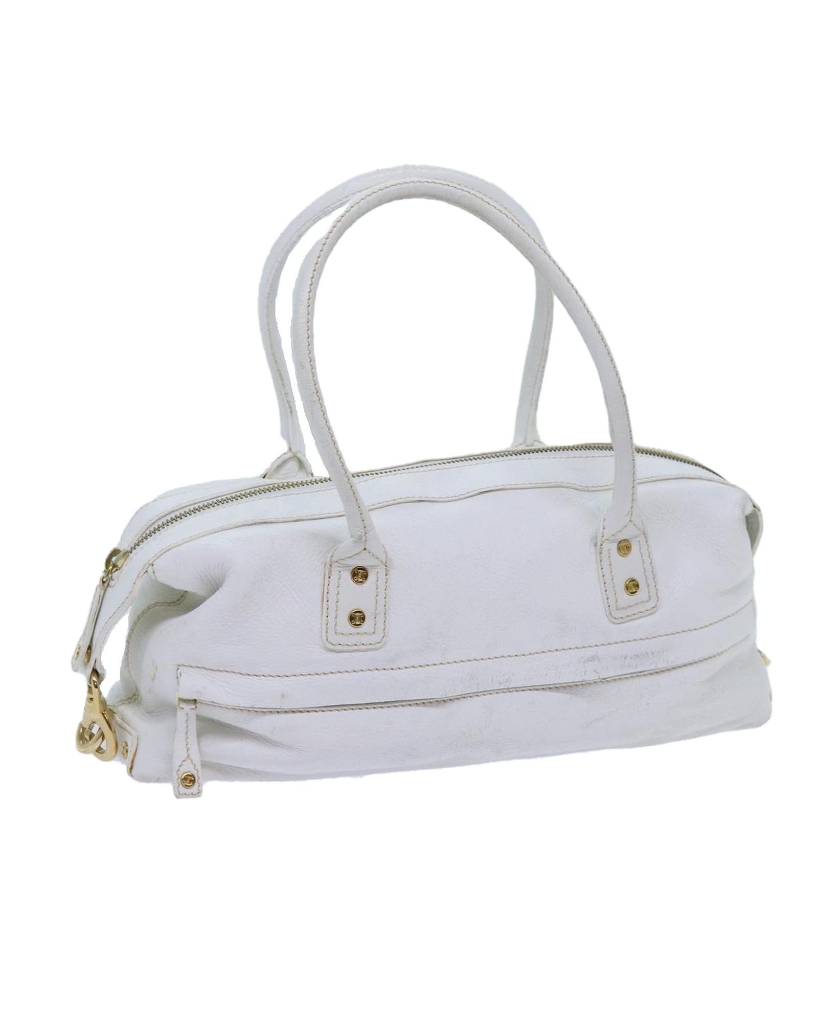 Image of White Leather Hand Bag by Celine