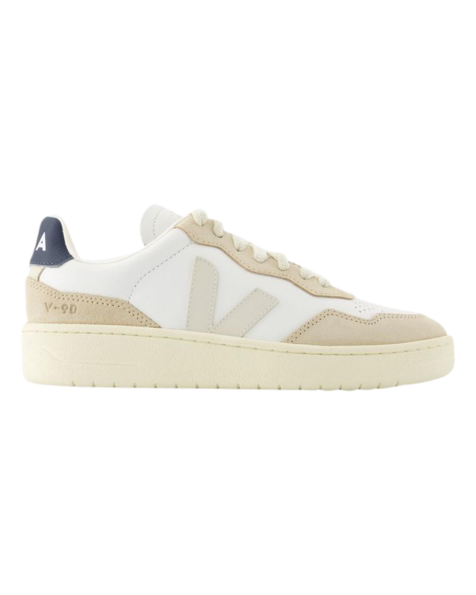 Image of Smooth Leather Sneakers with Wild Rubber Sole - White