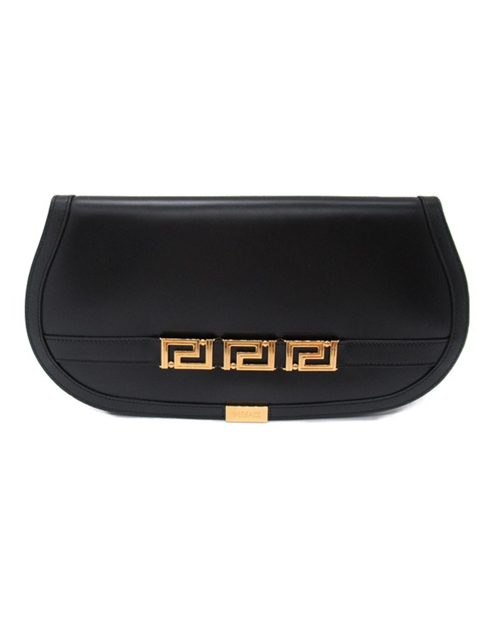 Image of Versace Greca Clutch Bag in Black