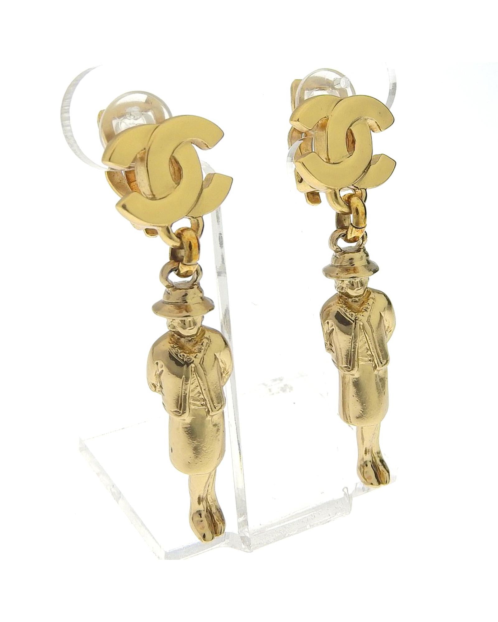 image of Gold CC Mademoiselle Clip On Earrings