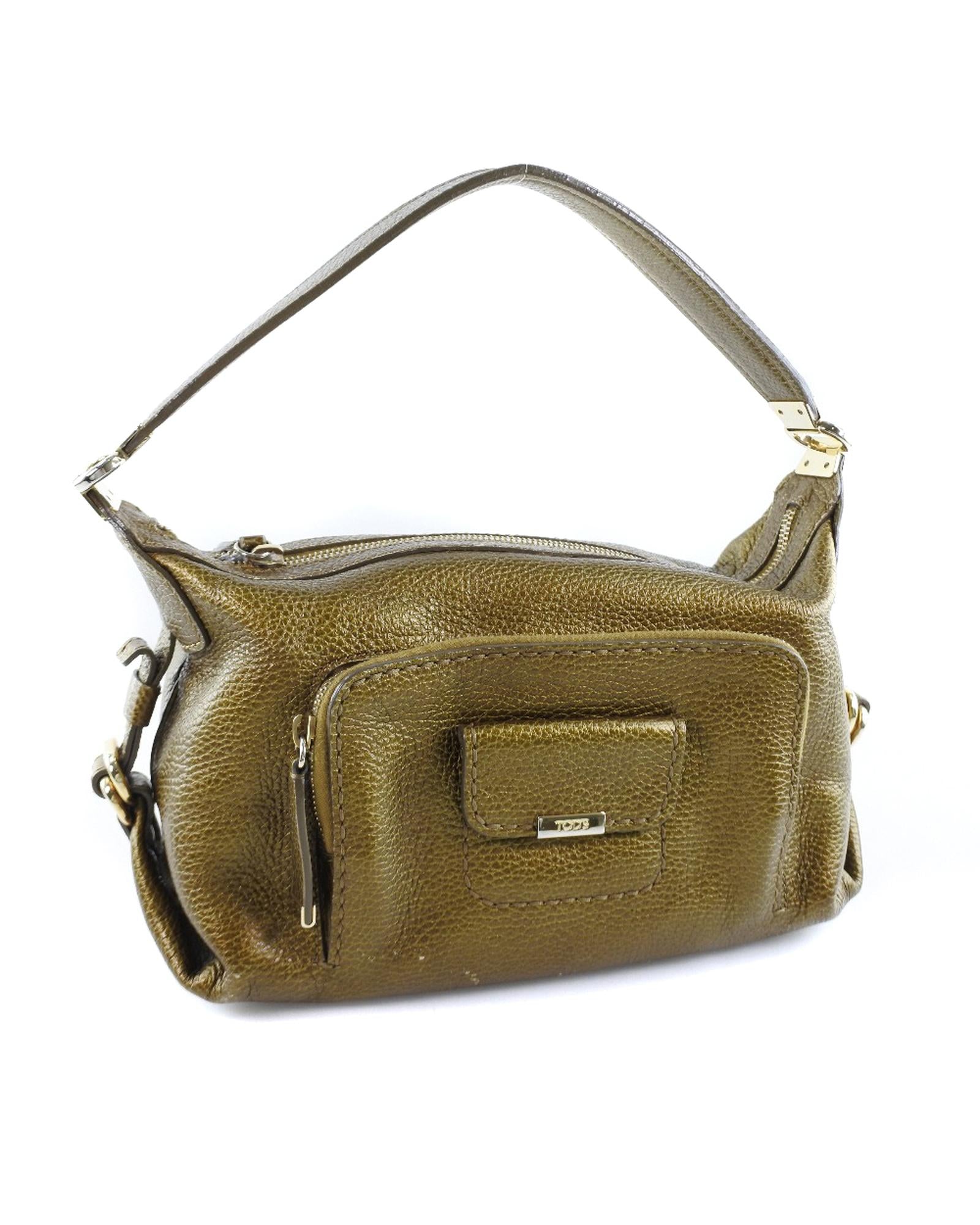 Image of Gold Leather Handbag in Excellent Condition