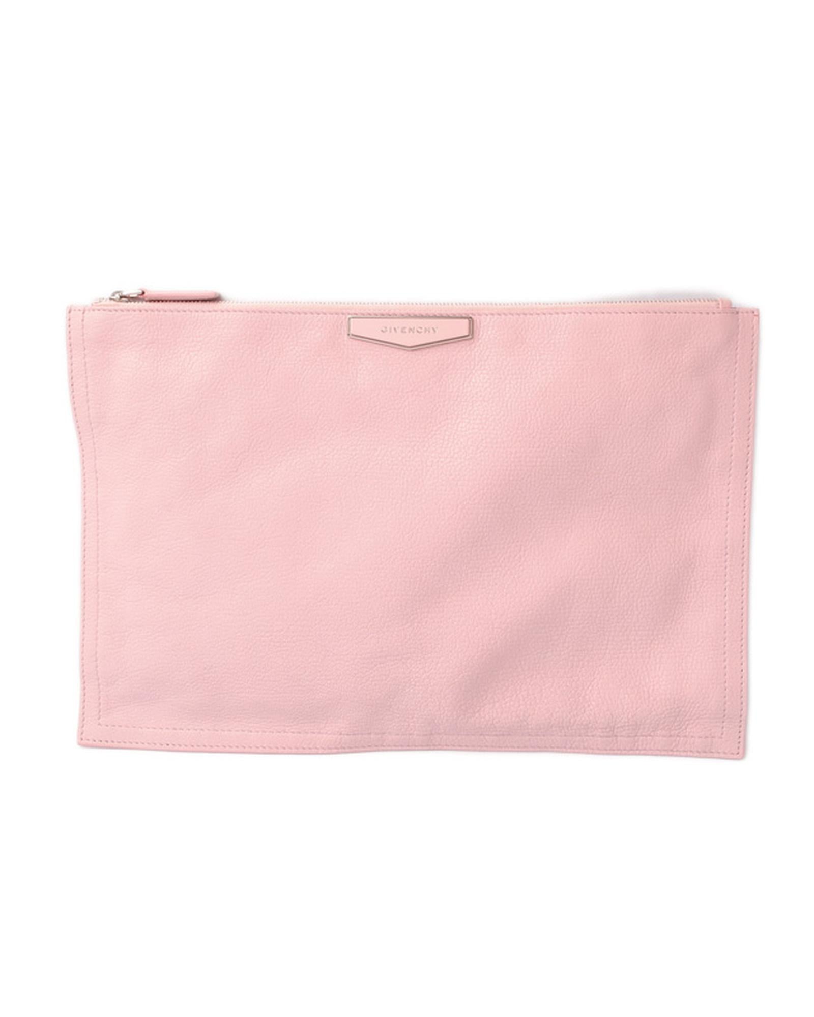 image of Embossed Leather Flat Pouch/Clutch Bag in Light Pink by Givenchy