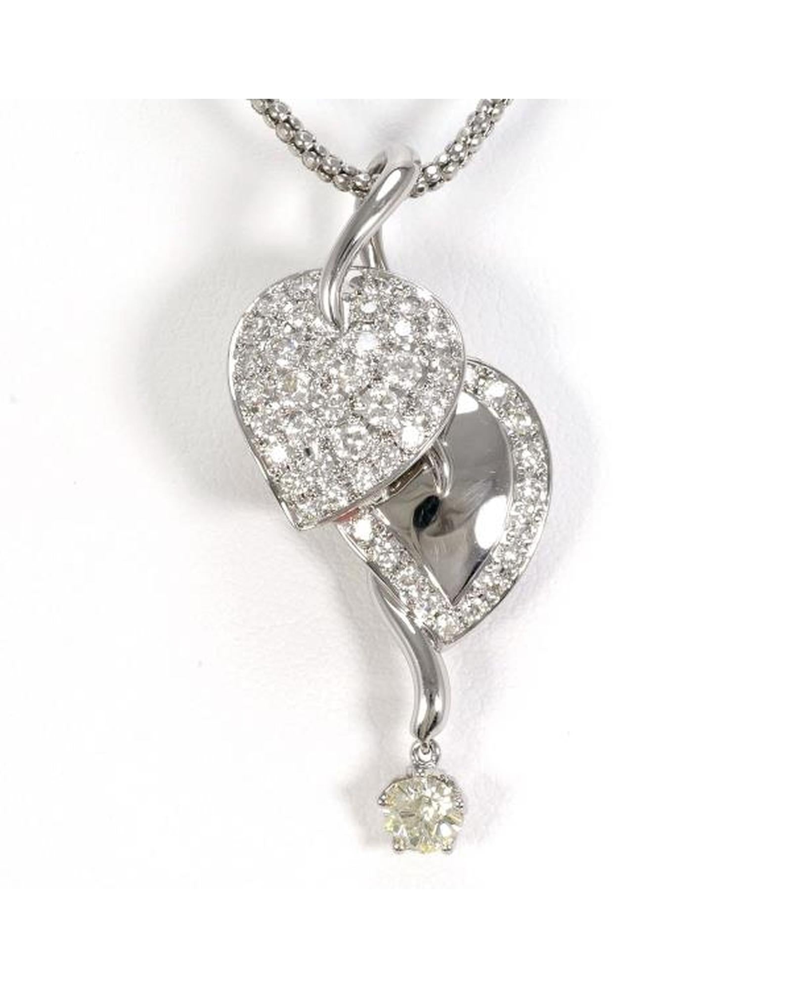 image of Yellow Sapphire Pendant Necklace in 18K White Gold