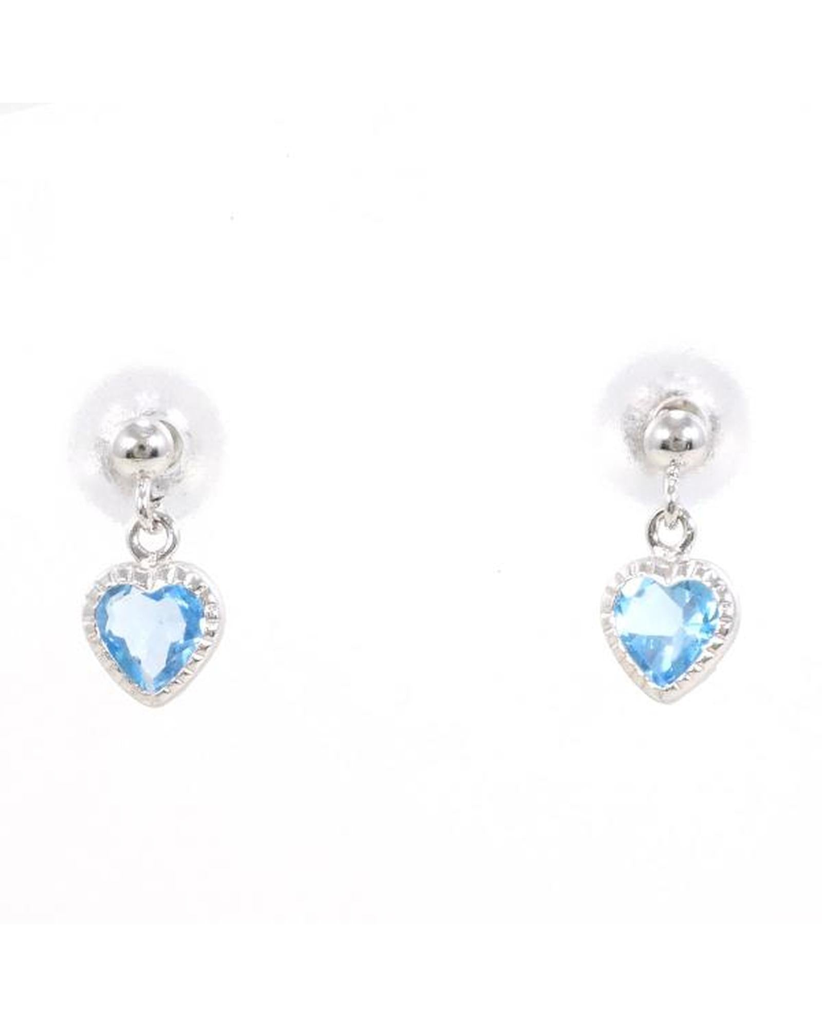 image of Blue Topaz Earrings in White Gold