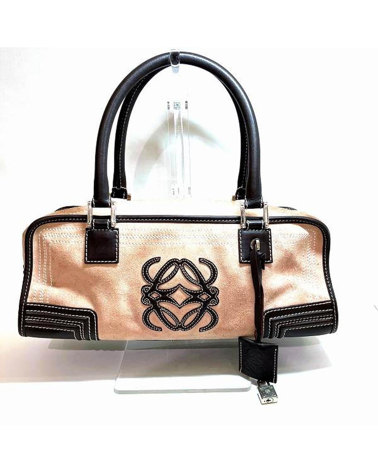 image of Suede Leather Handbag with Amazona 35 Design in Fair Condition