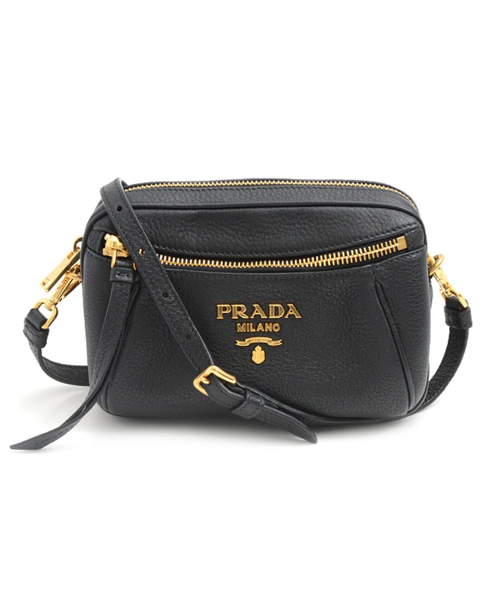 image of Leather 2WAY Shoulder Bag in Black by Prada