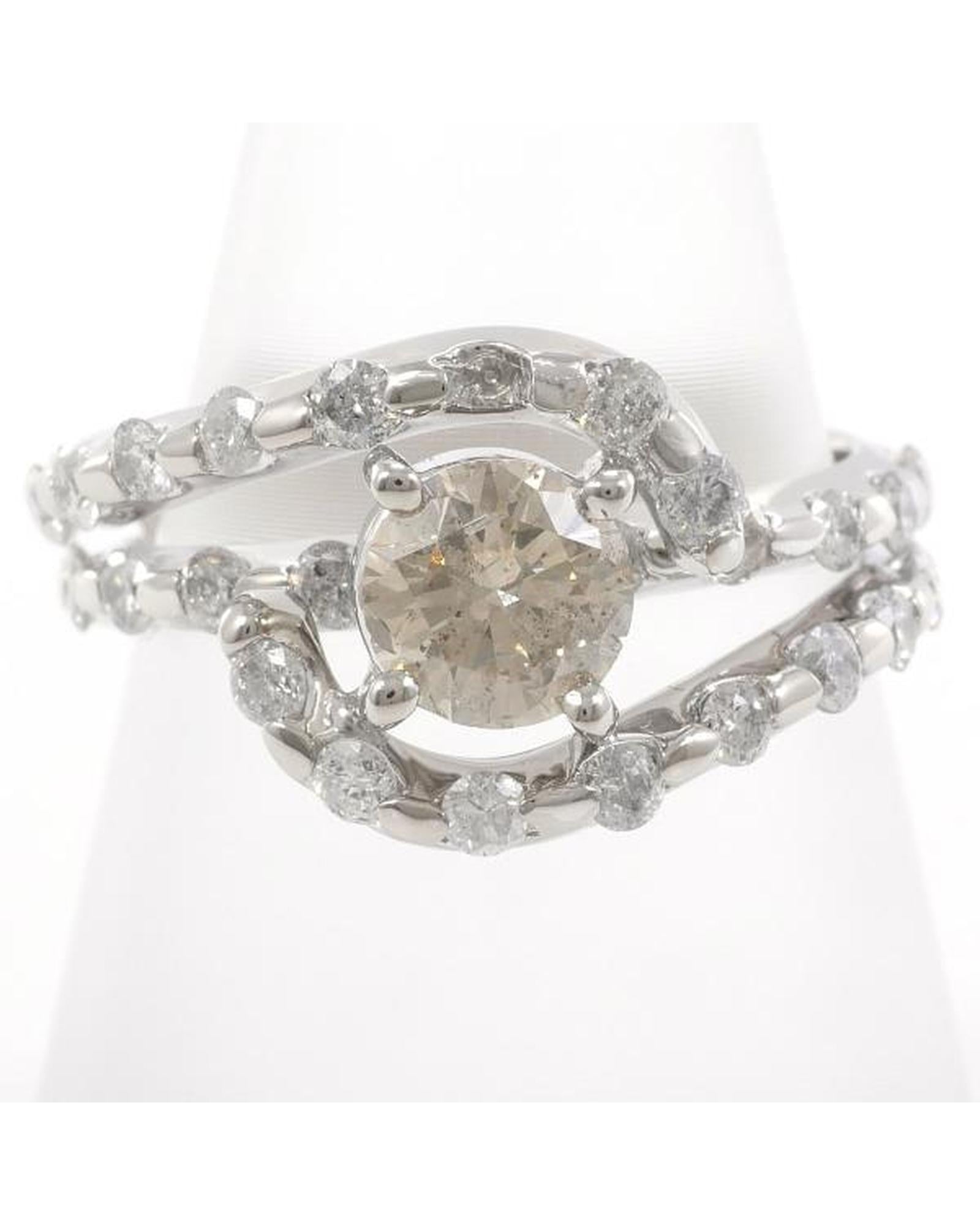 image of Platinum Ring with Brown and White Diamonds 0.81ct and 1.00ct