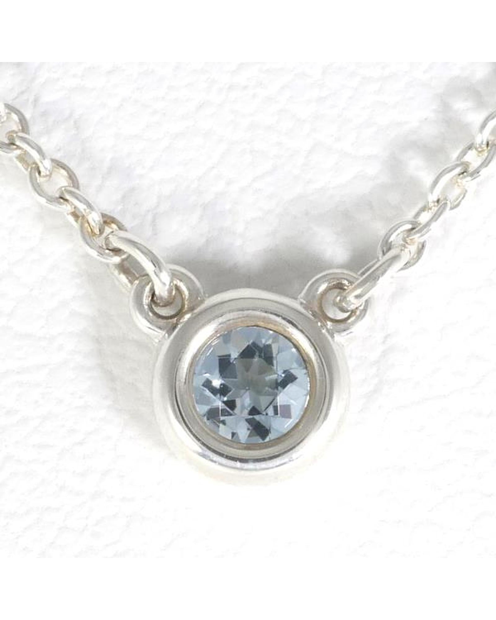 Image of Silver Aquamarine Necklace with Chain by Tiffany & Co