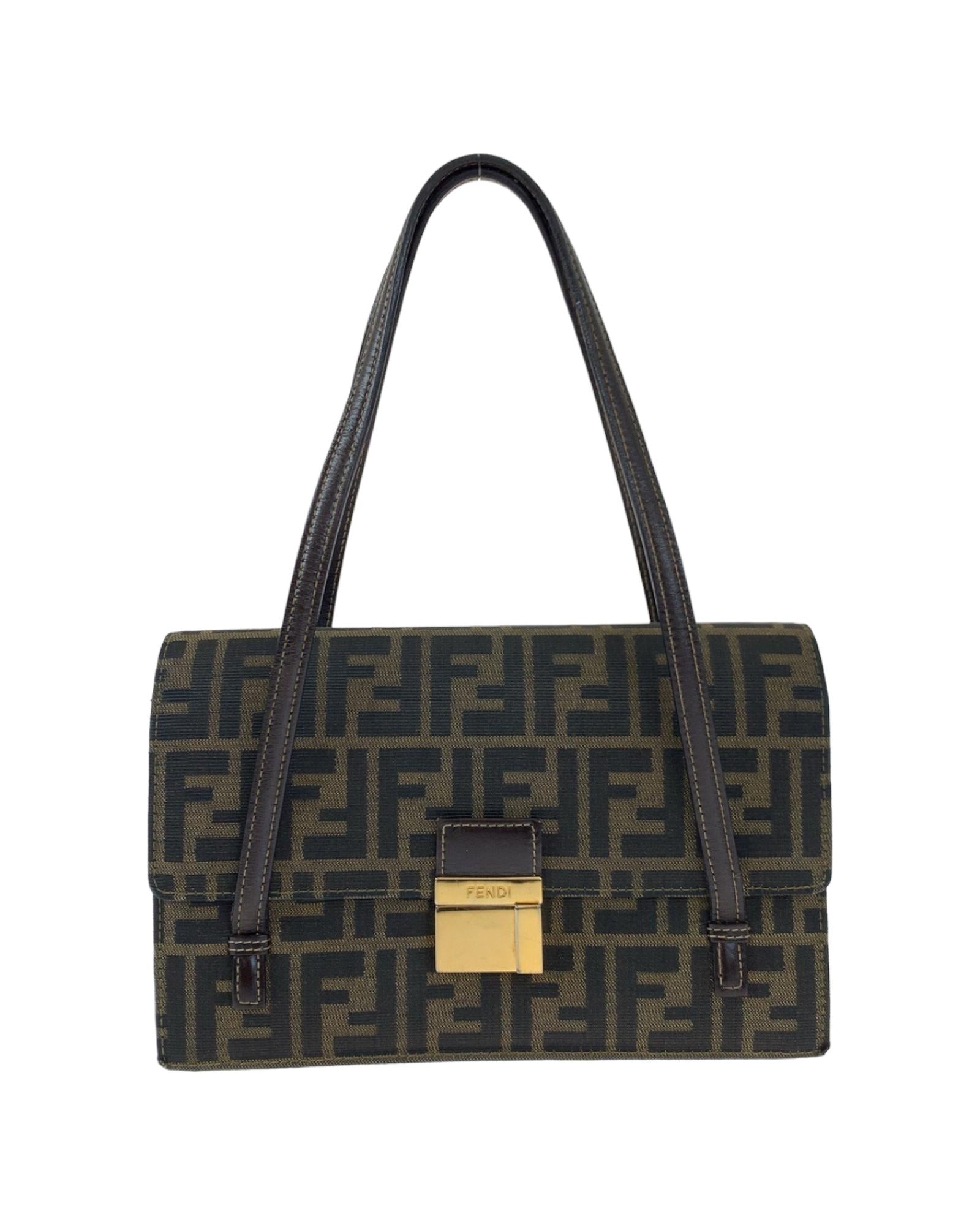 Image of Vintage Zucca Pattern Canvas Shoulder Bag by Fendi