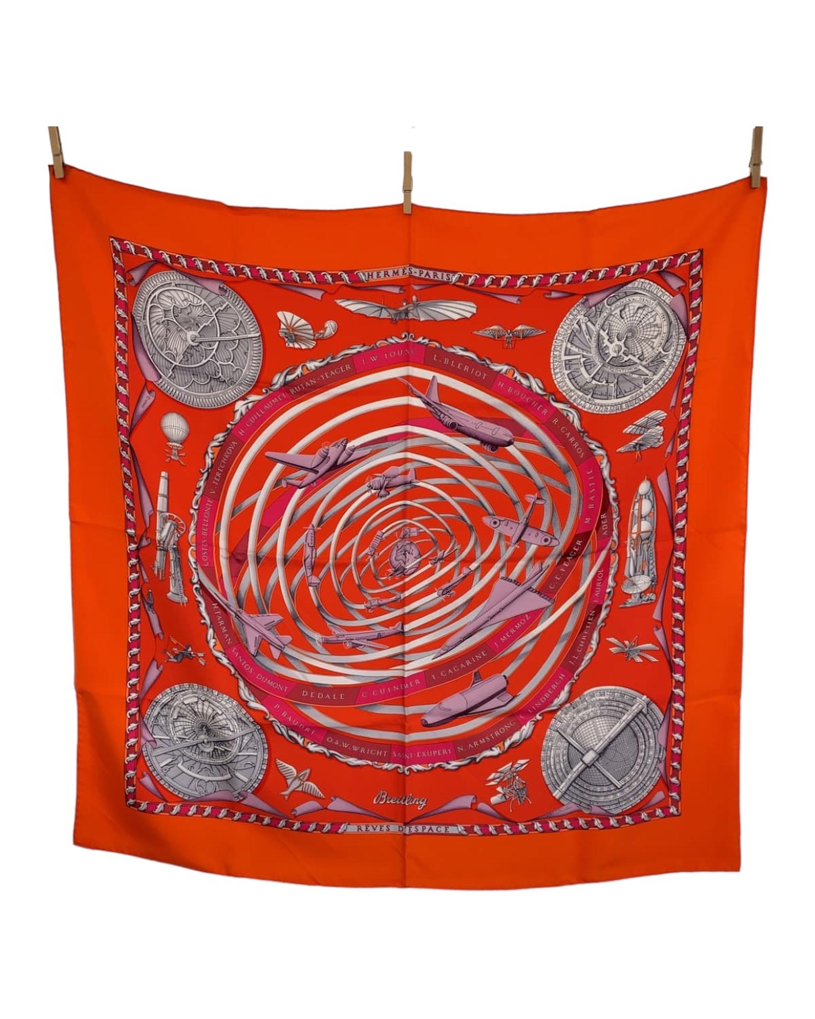 image of Authentic Hermes Silk Scarf - REVES DESPACE Carre 90