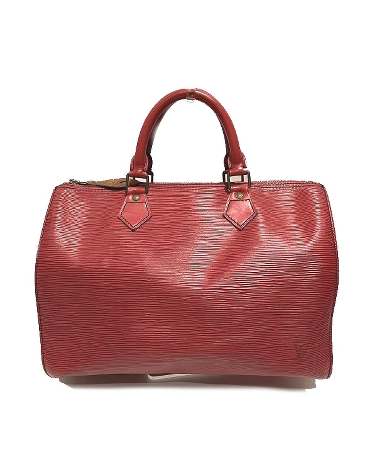 image of Authentic Red Epi Leather Handbag - Good Condition