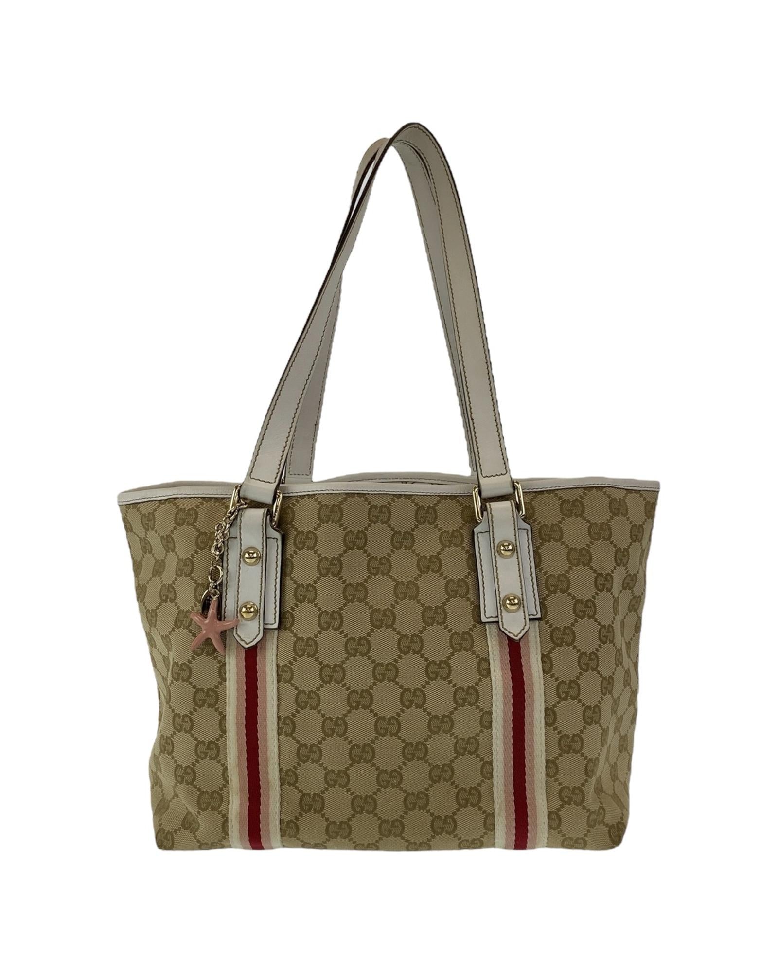 image of Authentic Gucci GG Canvas Leather Tote Bag