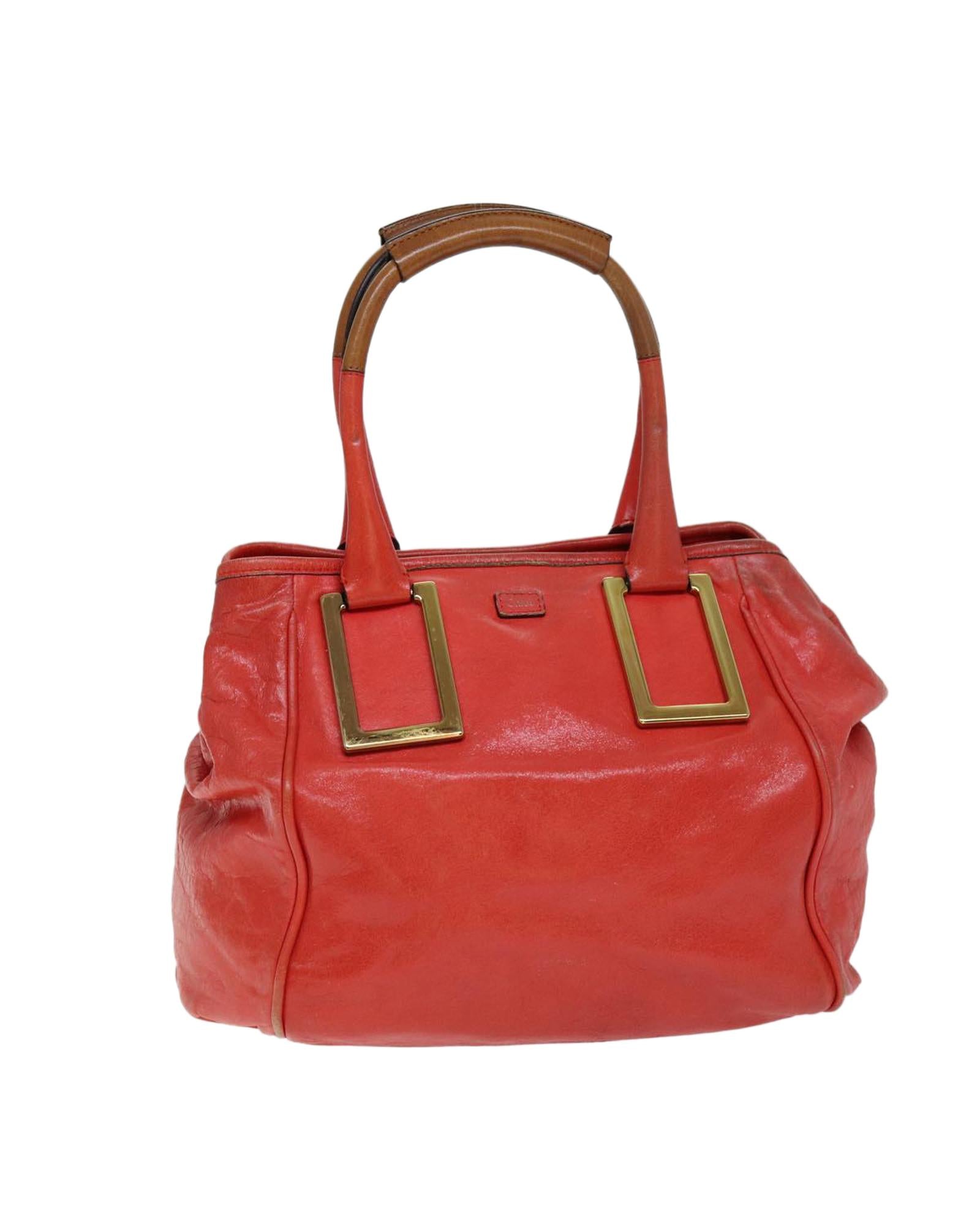 image of Red Leather Hand Bag by Chloe