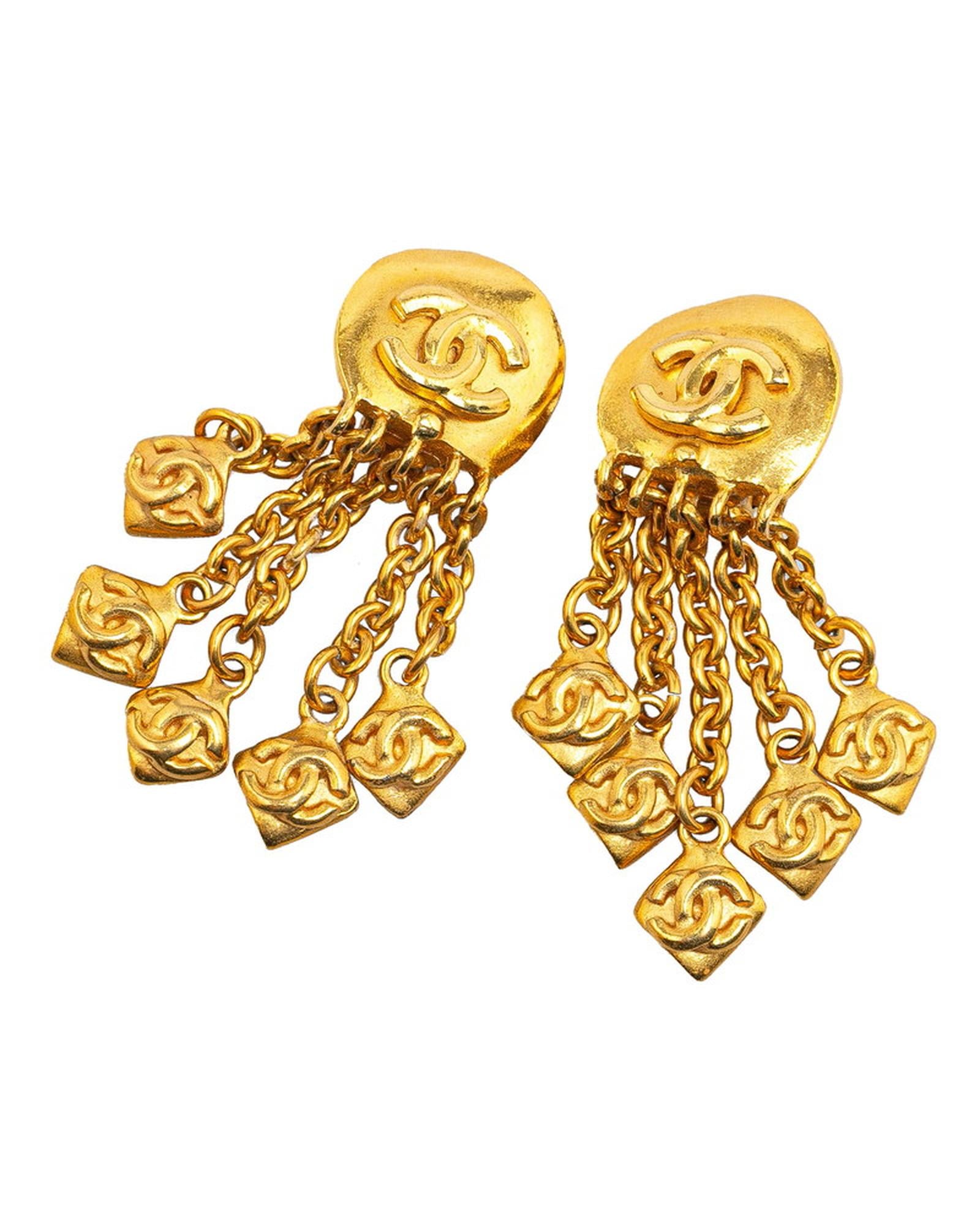 Image of Chanel Gold CC Dangle Earrings - AB Condition