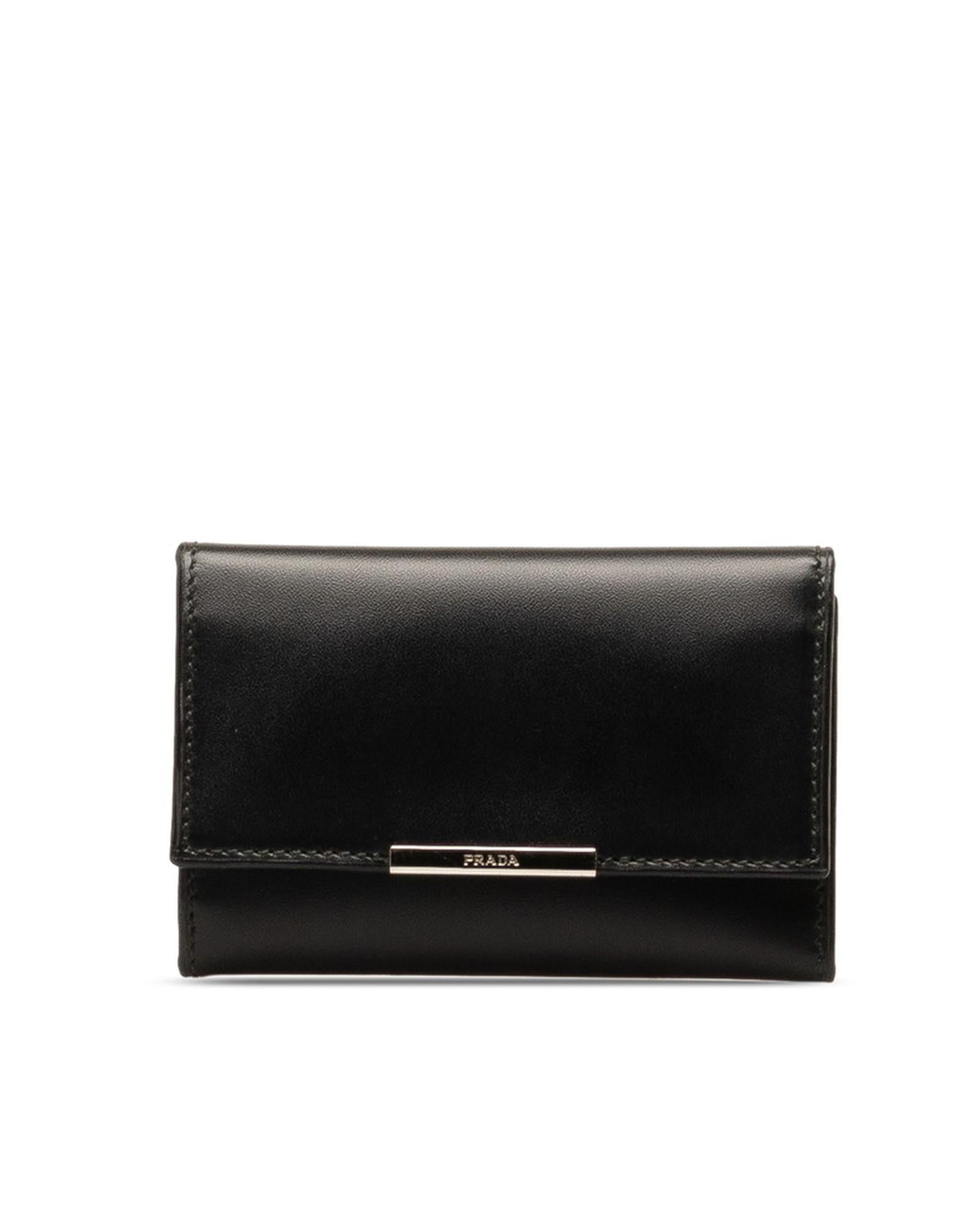 image of Leather Key Holder in Black by Prada