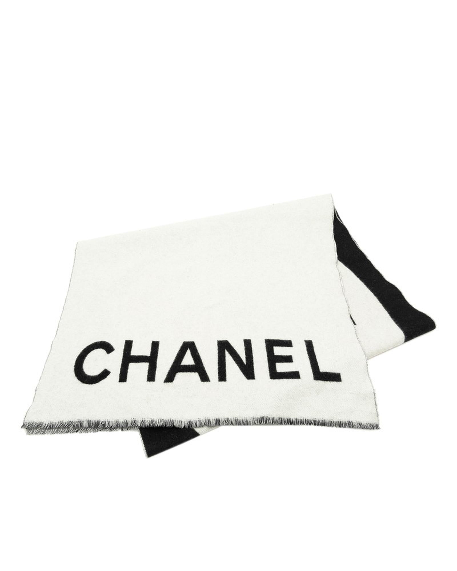 Image of Authentic Chanel Cashmere Coco Mark Scarf Wrap - Great Condition