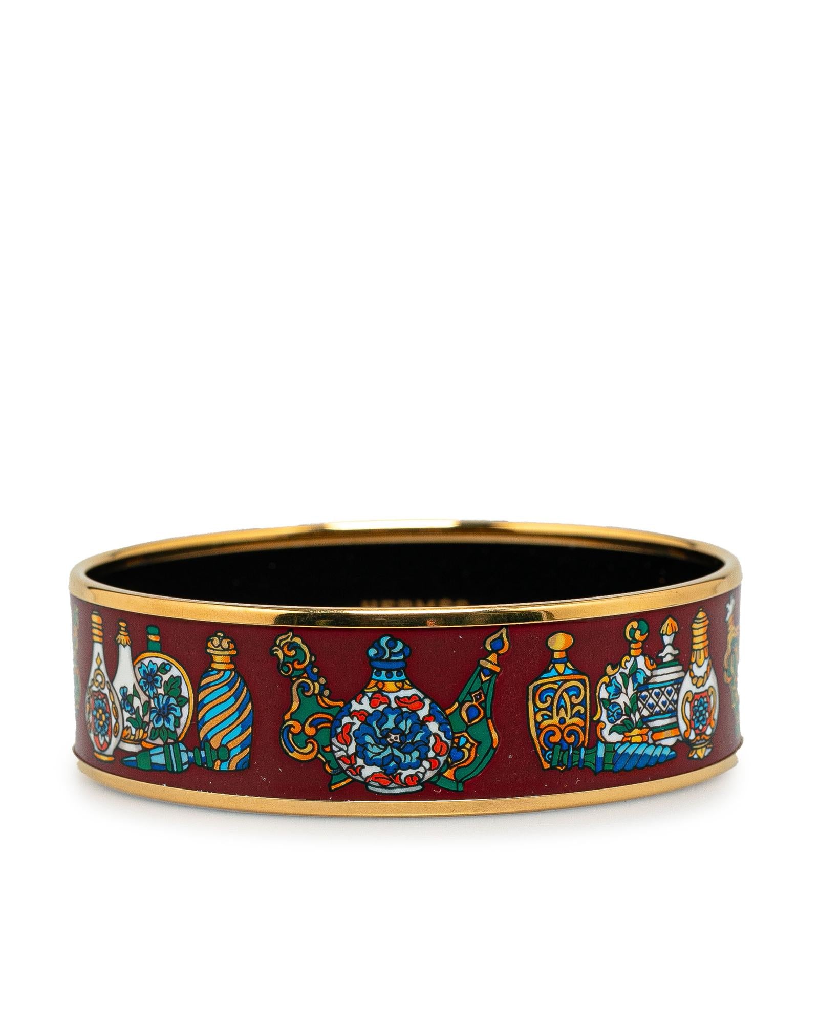 image of Printed Enamel Gold Bangle Bracelet