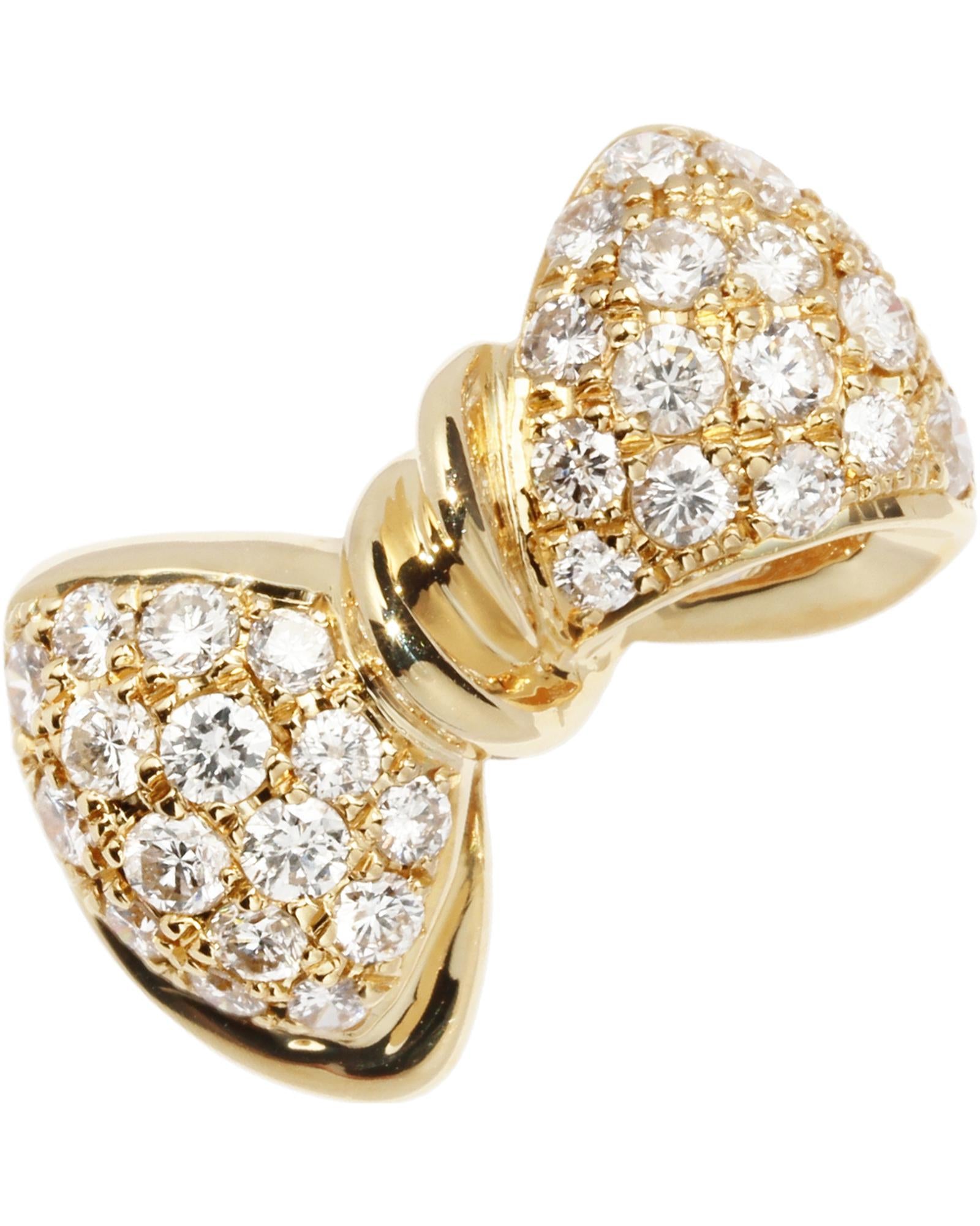 image of Yellow Gold Diamond Ring with Ribbon Design - 1.52ct