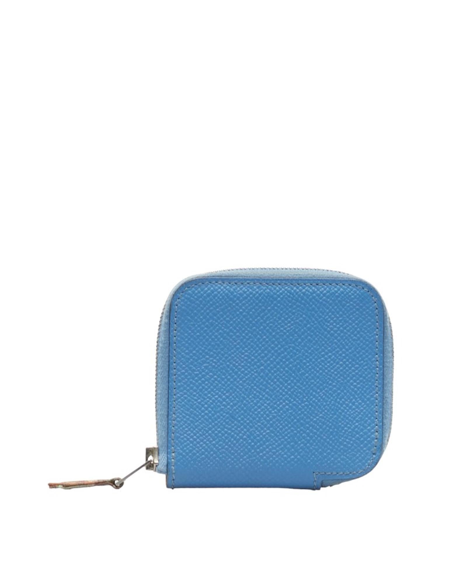 Image of Authentic Hermes Leather Coin Case in Blue - Very Good Condition