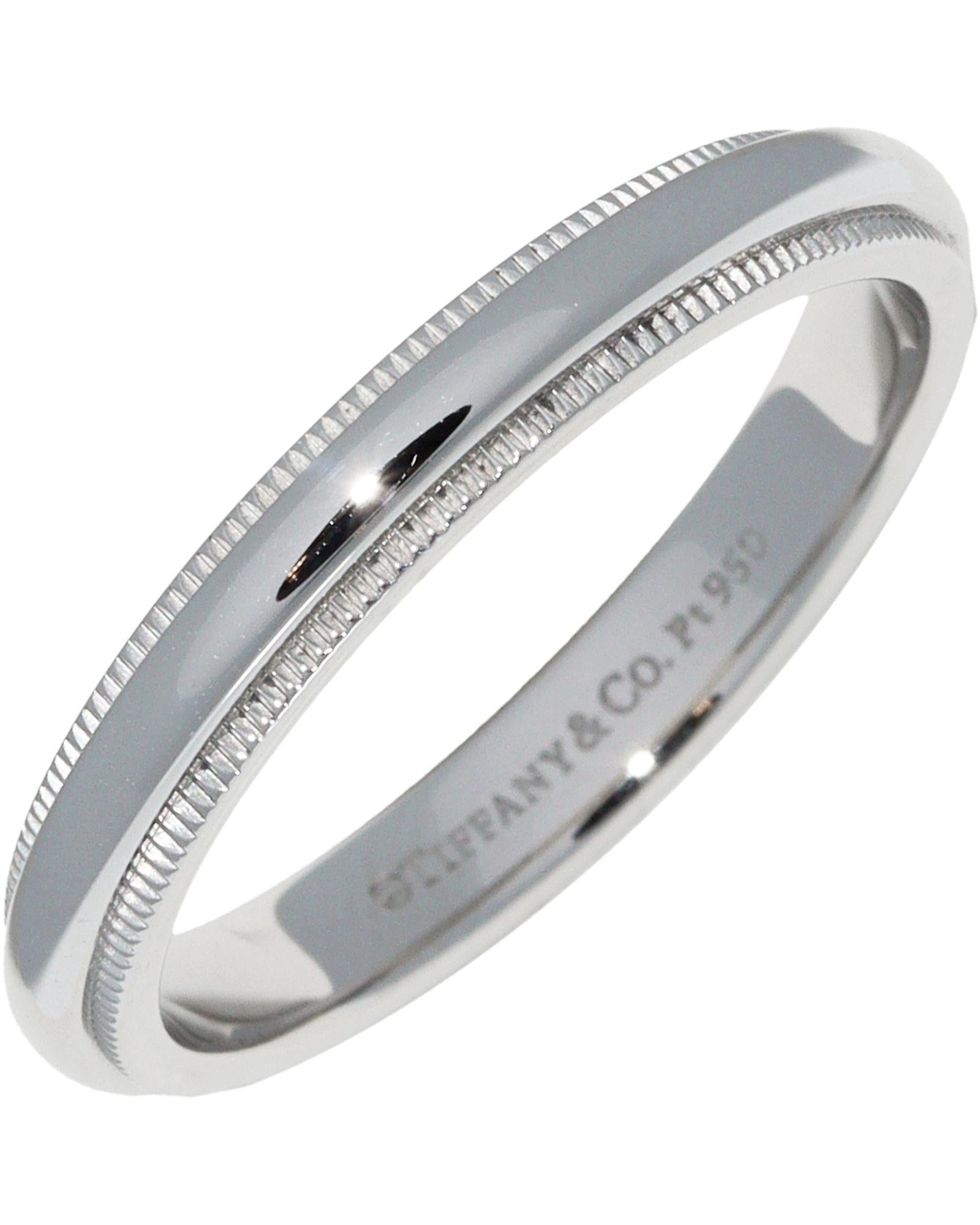 image of Authentic Platinum Milgrain Band Ring - Great Condition