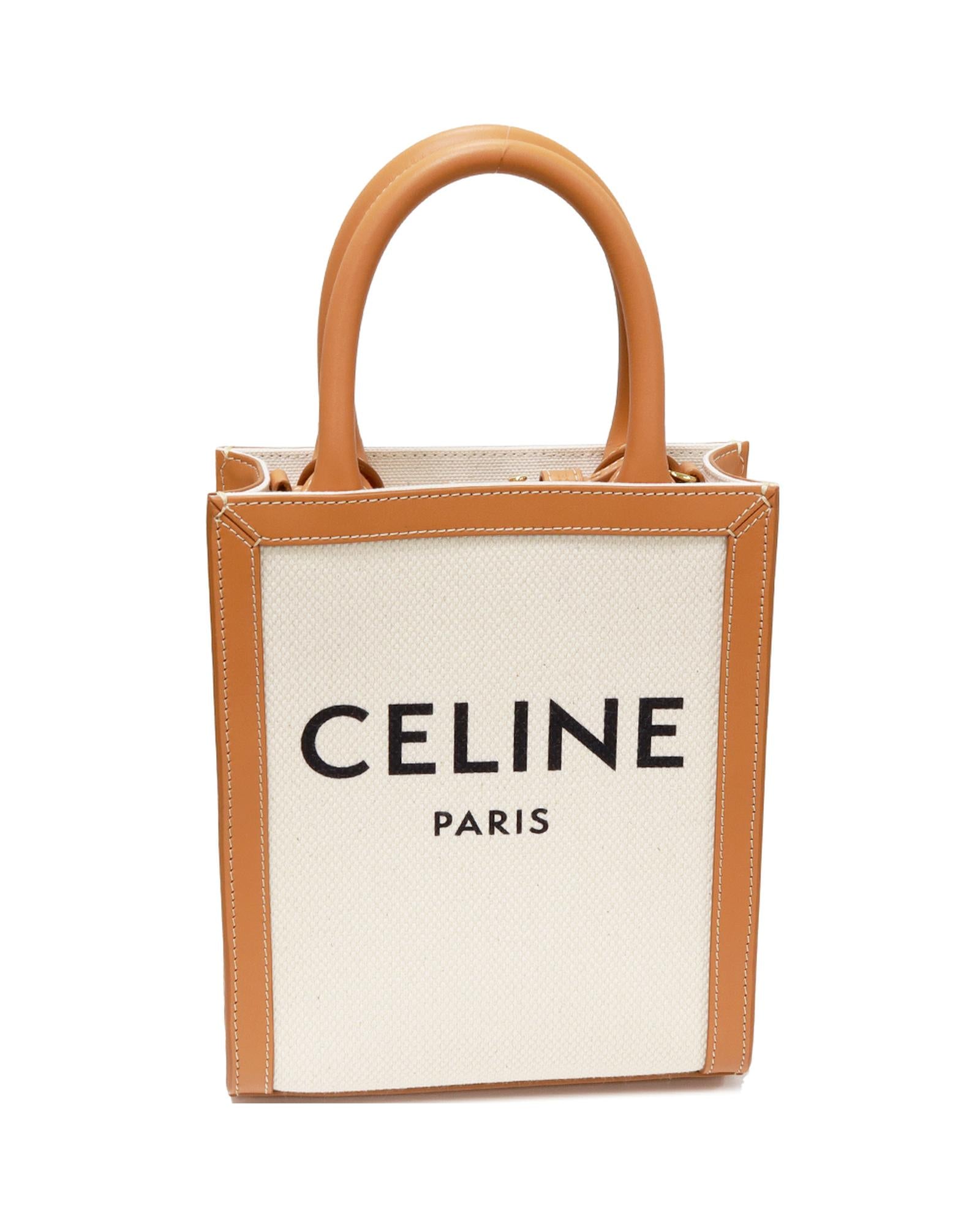 image of Authentic Celine Canvas Mini Vertical Cabas Tote Bag