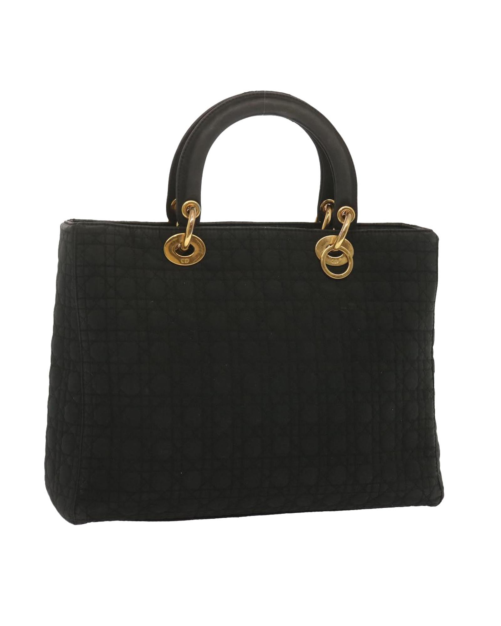 Image of Authentic Black Nylon Lady Dior Hand Bag