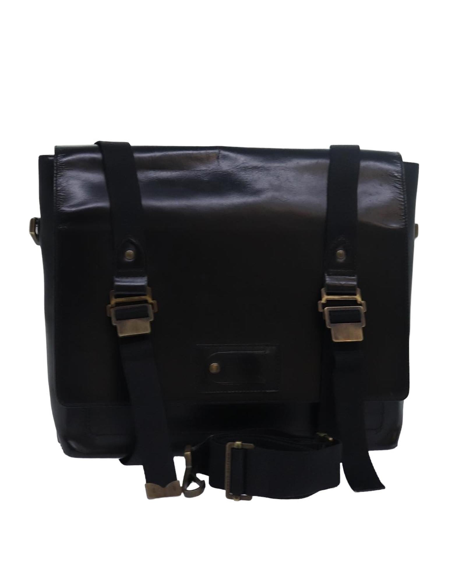 image of Black Nomade Leather Shoulder Bag with Adjustable Strap