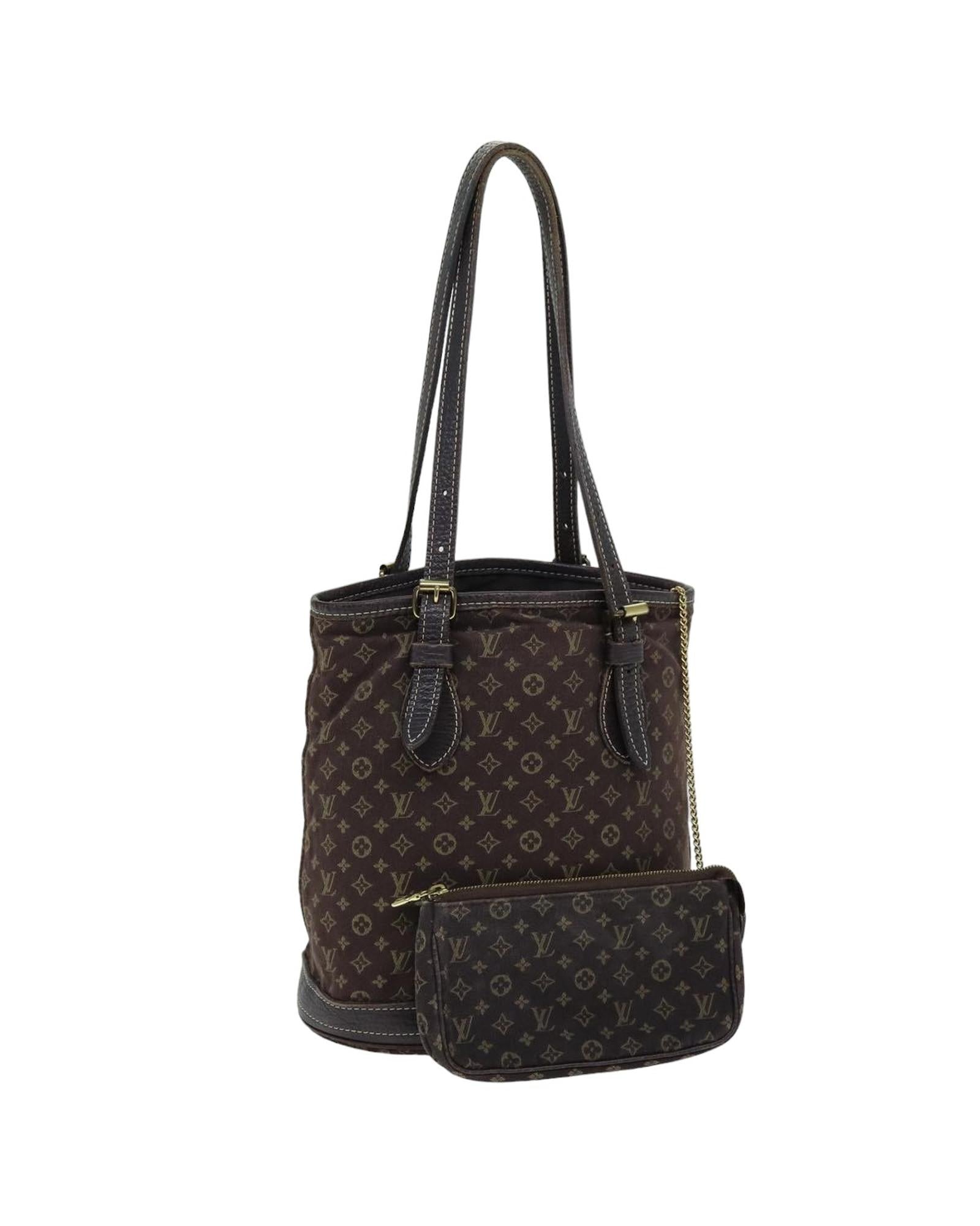 image of Monogram Mini Lin Bucket PM Shoulder Bag - Brown