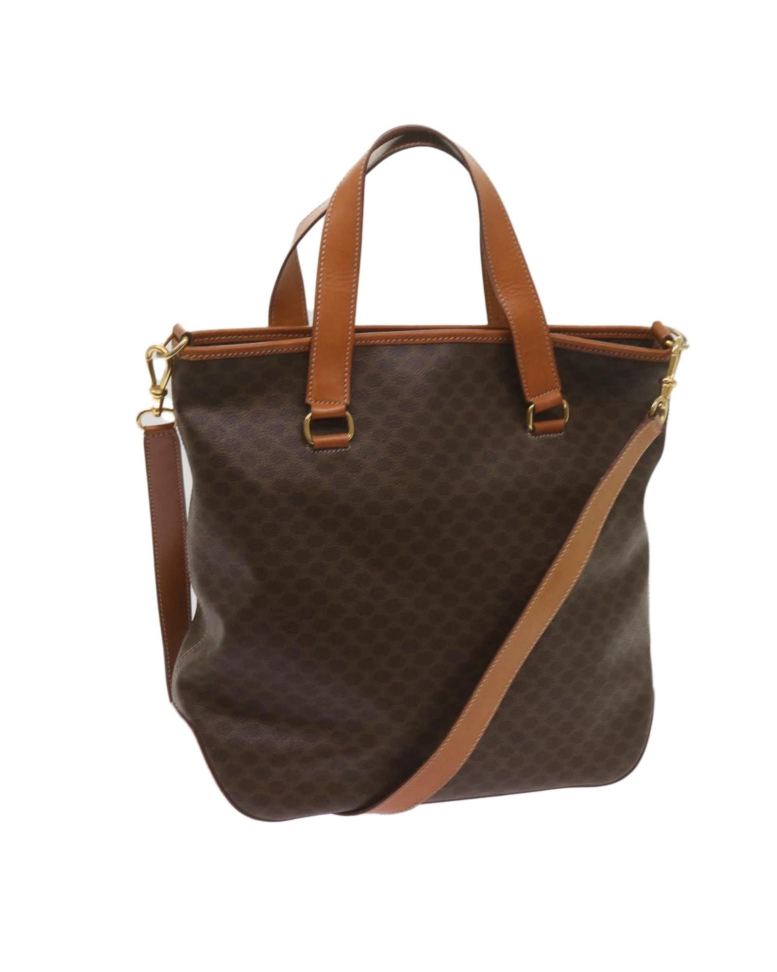 image of Authentic Macadam Canvas Tote Bag with Leather Trim