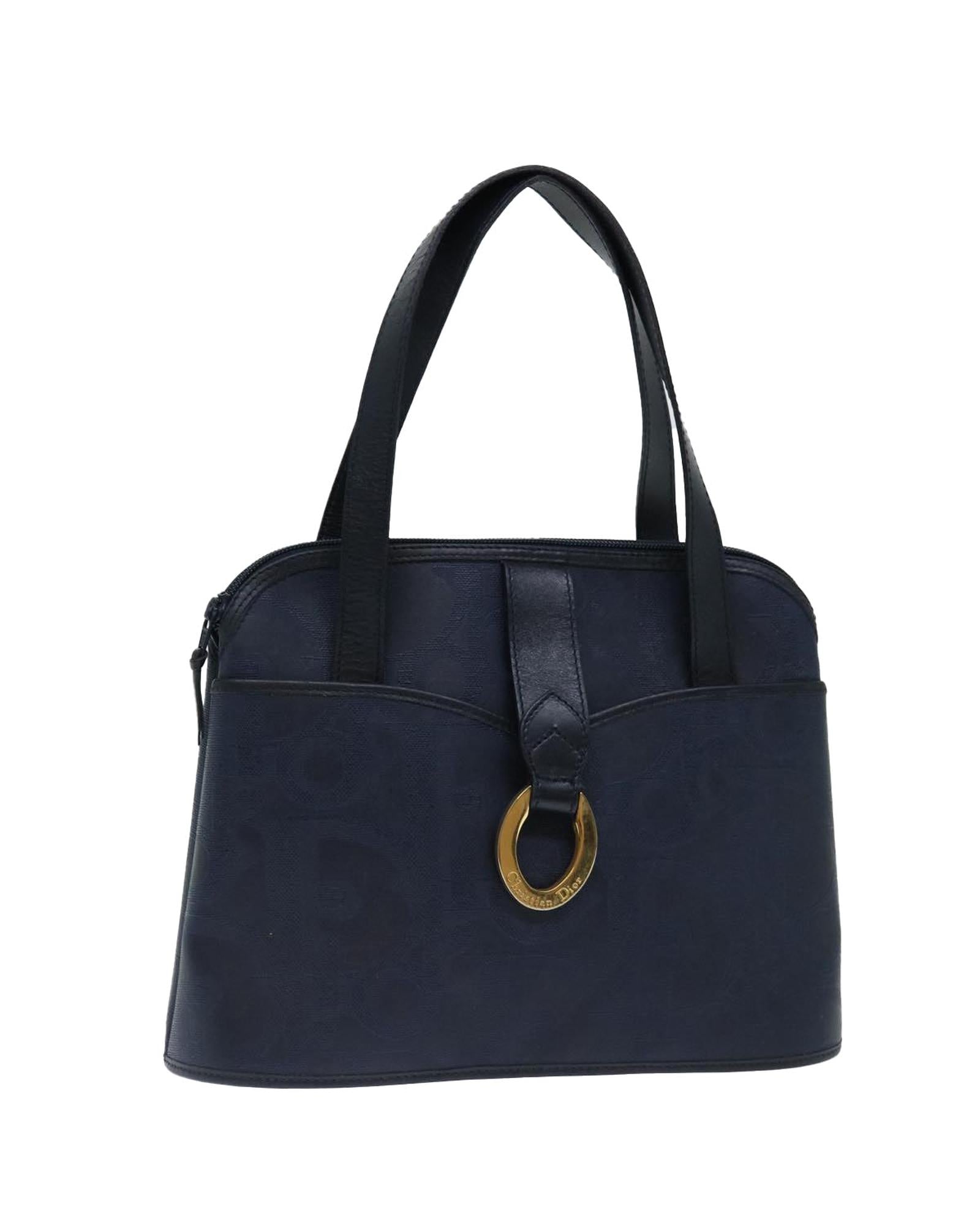 Image of Navy Trotter Canvas Hand Bag by Christian Dior