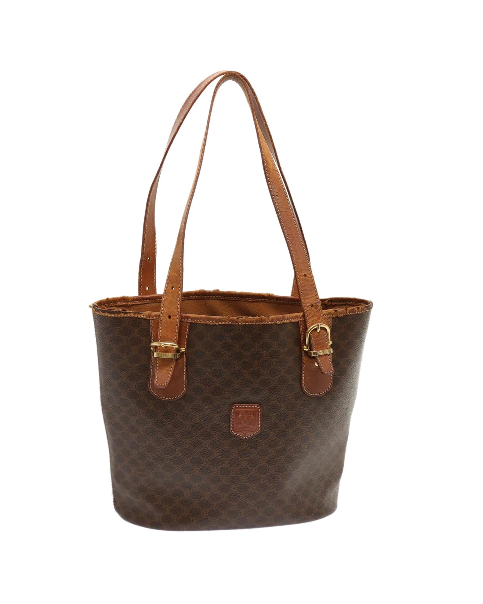 image of Authentic Brown Macadam Canvas Tote Bag from Italy