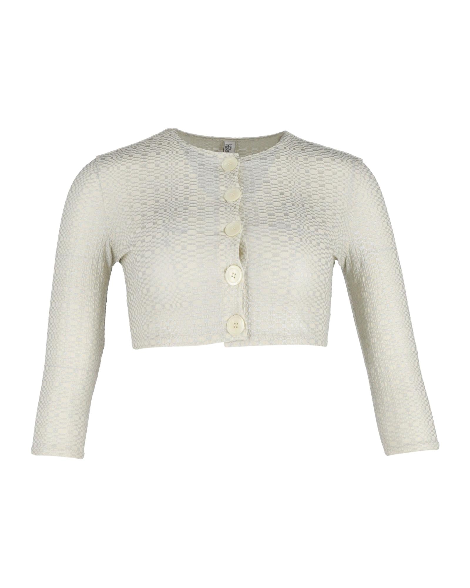 image of Luxurious Cropped Cardigan in Cream Viscose