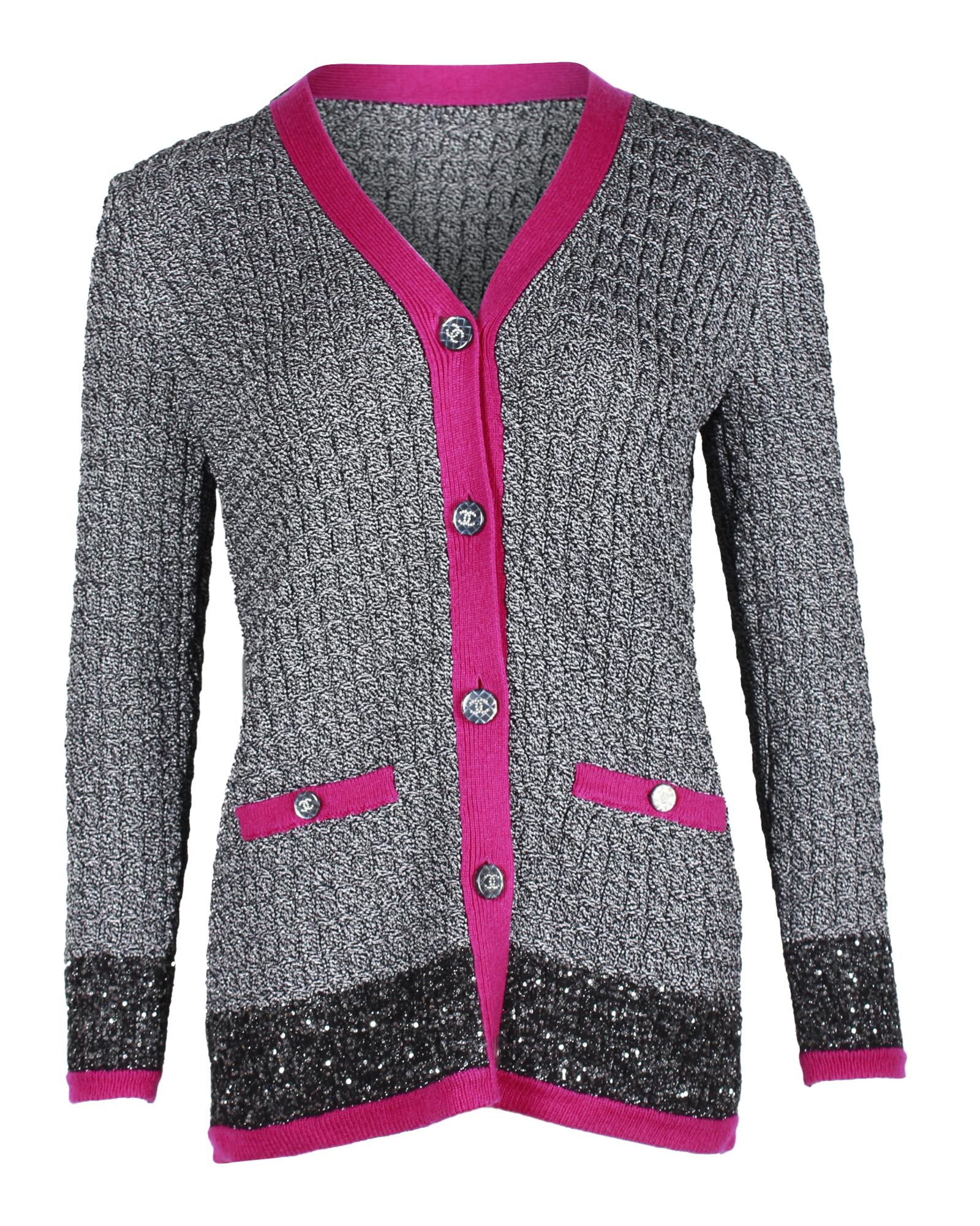 Image of Modern Grey Wool Colorblock Buttoned Sweater