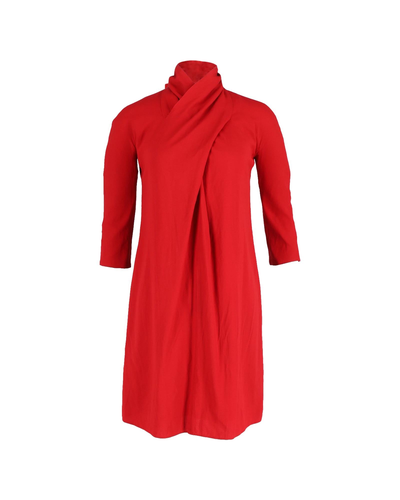 image of Red Wool Draped Dress with Captivating Styling